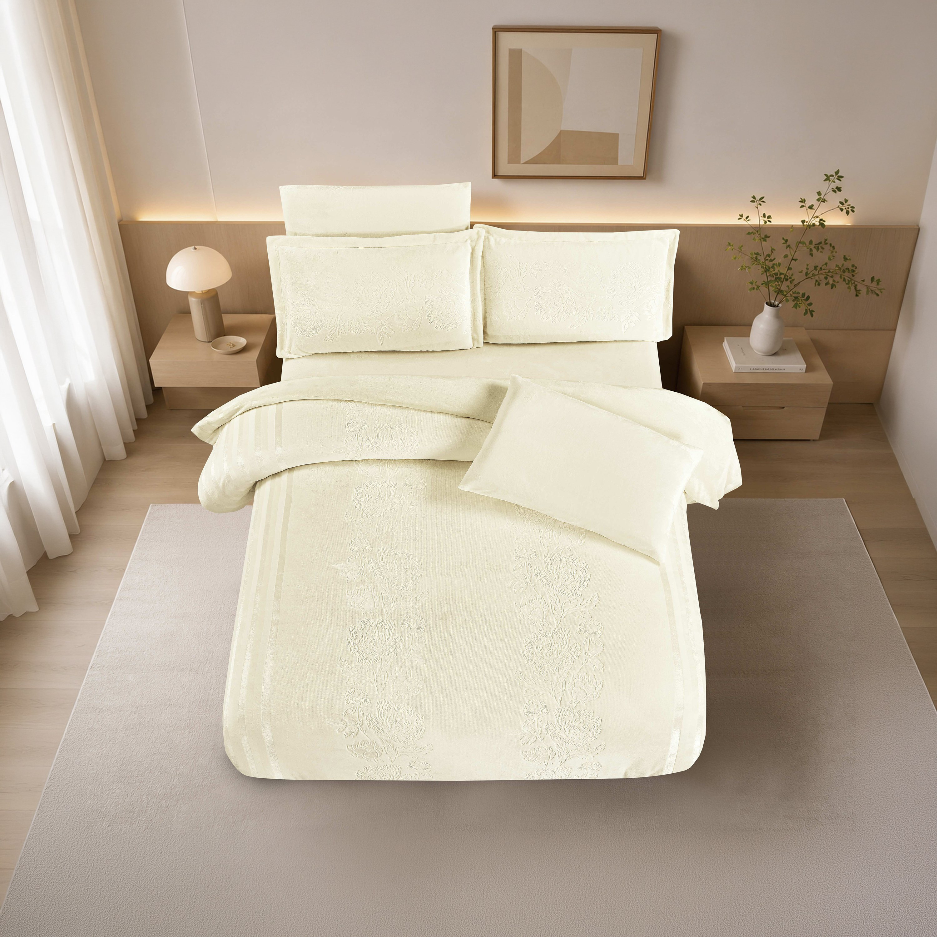 طقم لحاف مخملي فاخر من الفلانيل المنقوش بنمط خطوط شتوية من لايف ستايل - 170 × 240 سم-household-bedding-comfortersandbedspreads-comforters-image-83