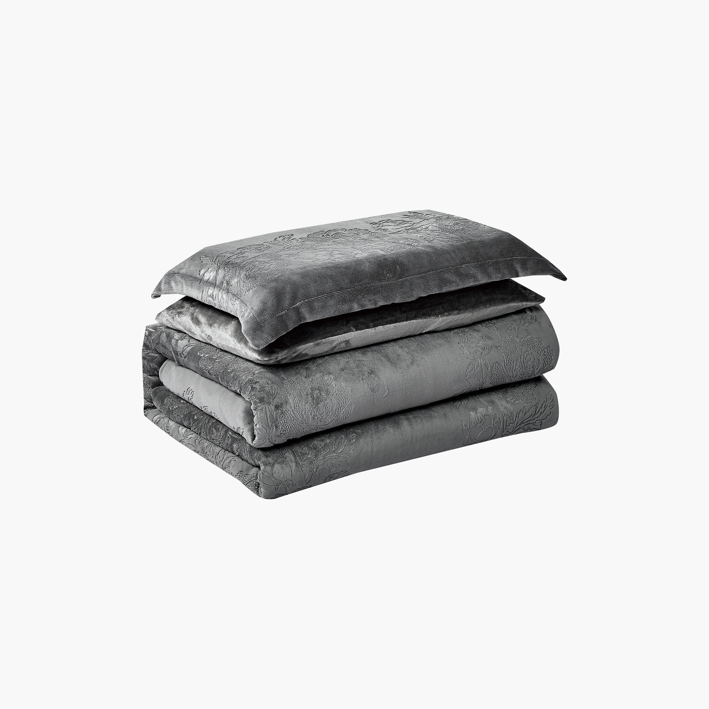 طقم لحاف مخملي فاخر من الفلانيل المنقوش بنمط خطوط شتوية من لايف ستايل - 170 × 240 سم-household-bedding-comfortersandbedspreads-comforters-image-95