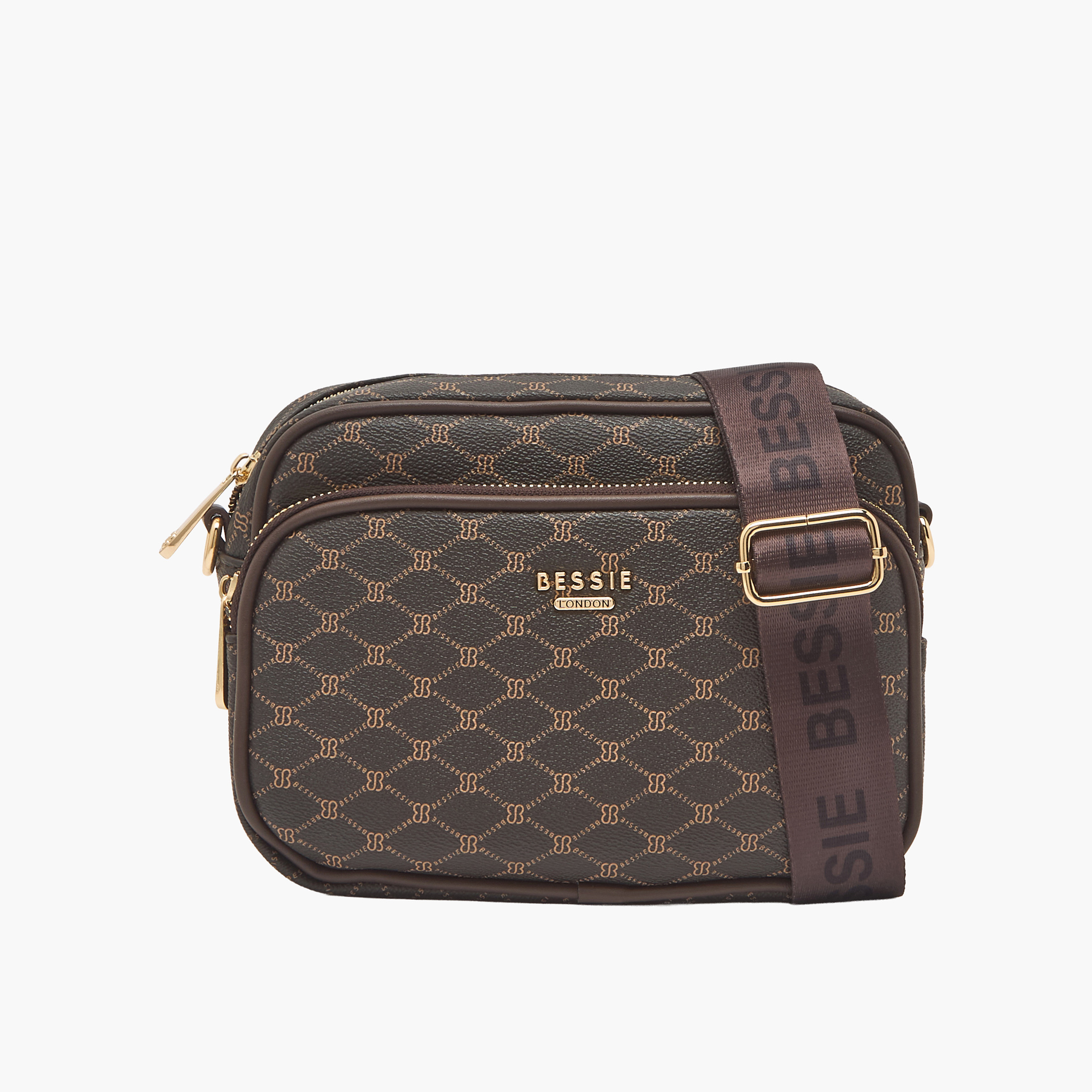 Bessie London Monogram Print Crossbody Bag with Adjustable Strap-women-bagsandwallets-handbags-image-1