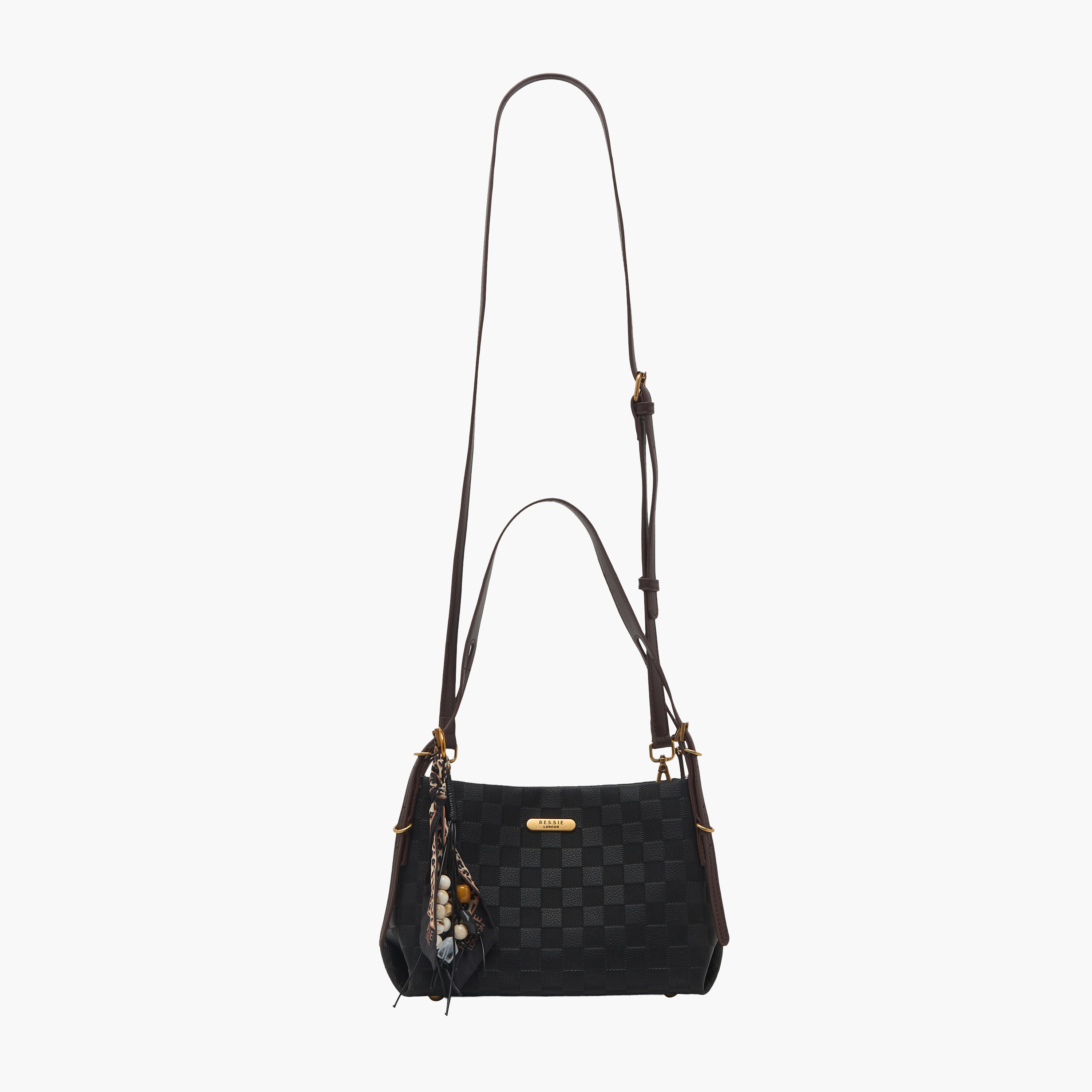 Bessie London Checked Tote Bag with Scarf Accent-women-bagsandwallets-handbags-image-2