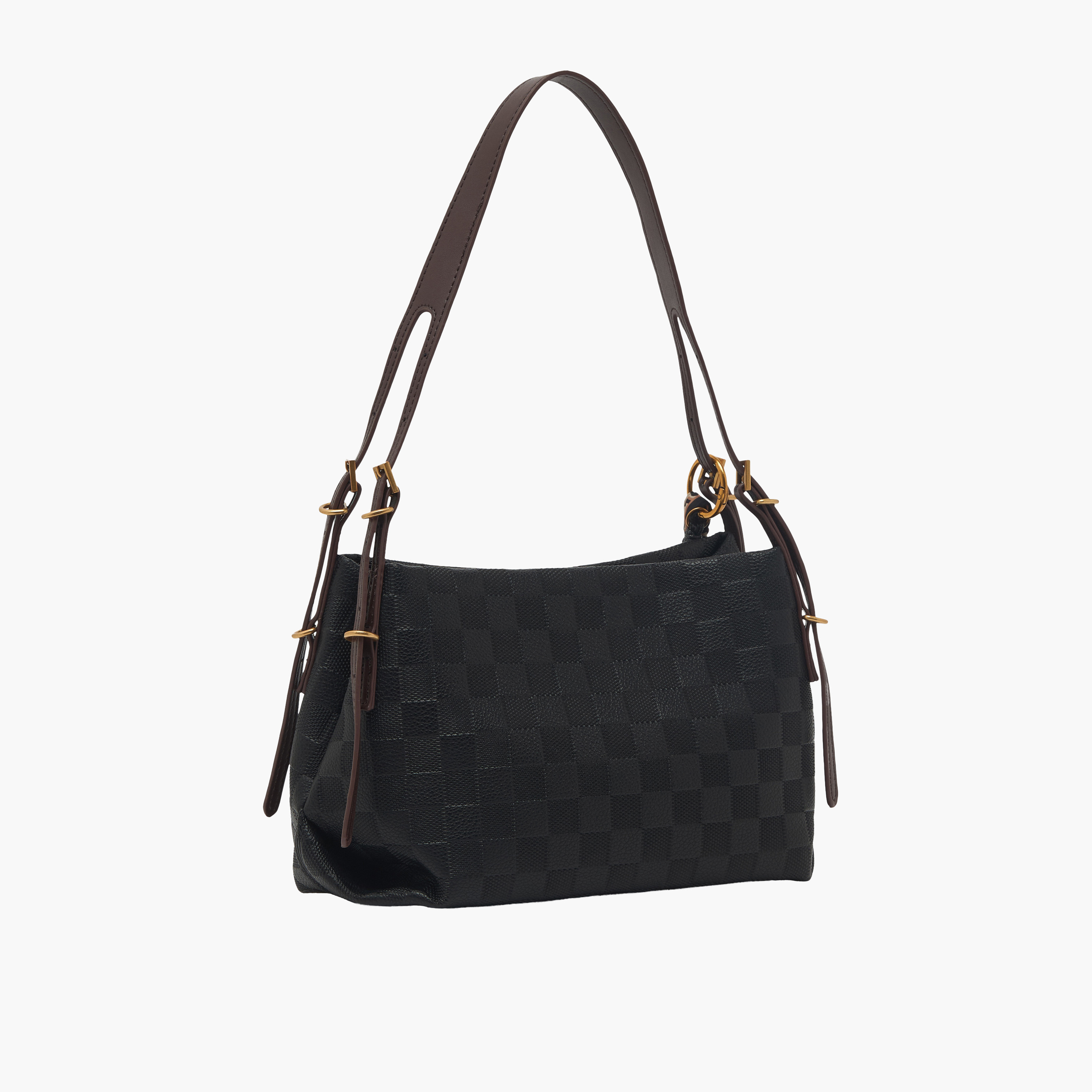 Bessie London Checked Tote Bag with Scarf Accent-women-bagsandwallets-handbags-image-3