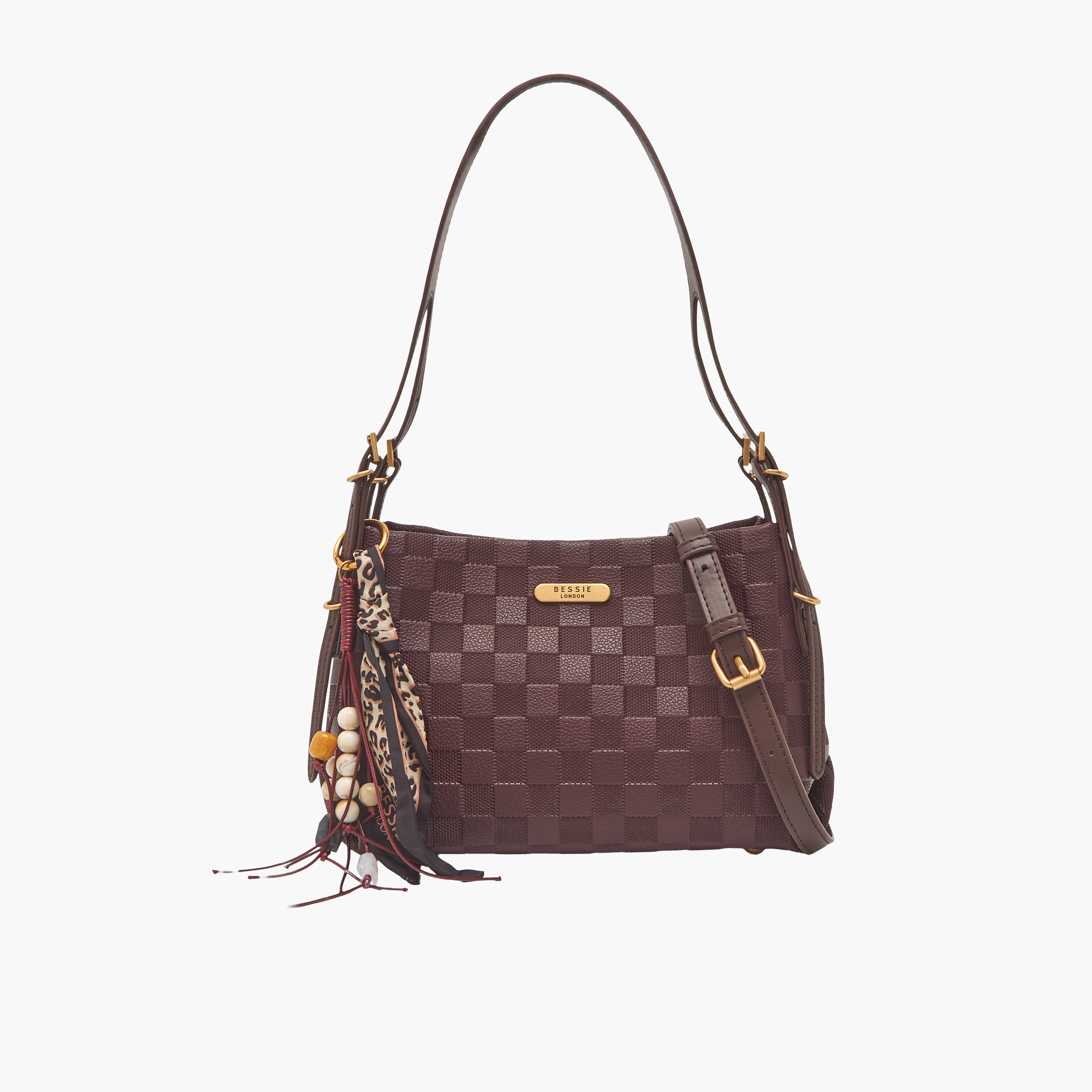 شنطة توتي كاروهات وزينة وشاح من بيسي لندن-women-bagsandwallets-handbags-image-1