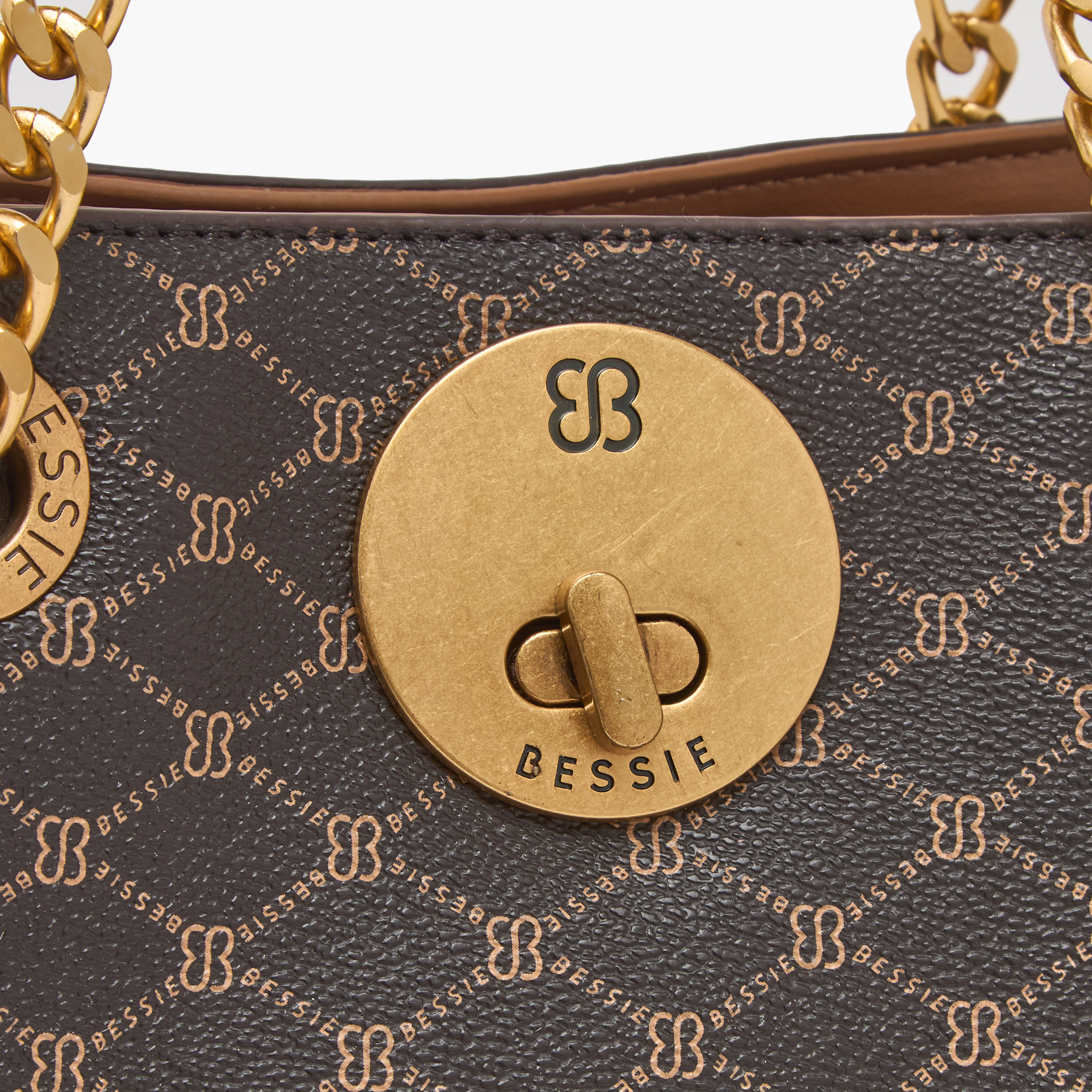 Bessie London Monogram Tote Bag with Chain Detail-women-bagsandwallets-handbags-image-6