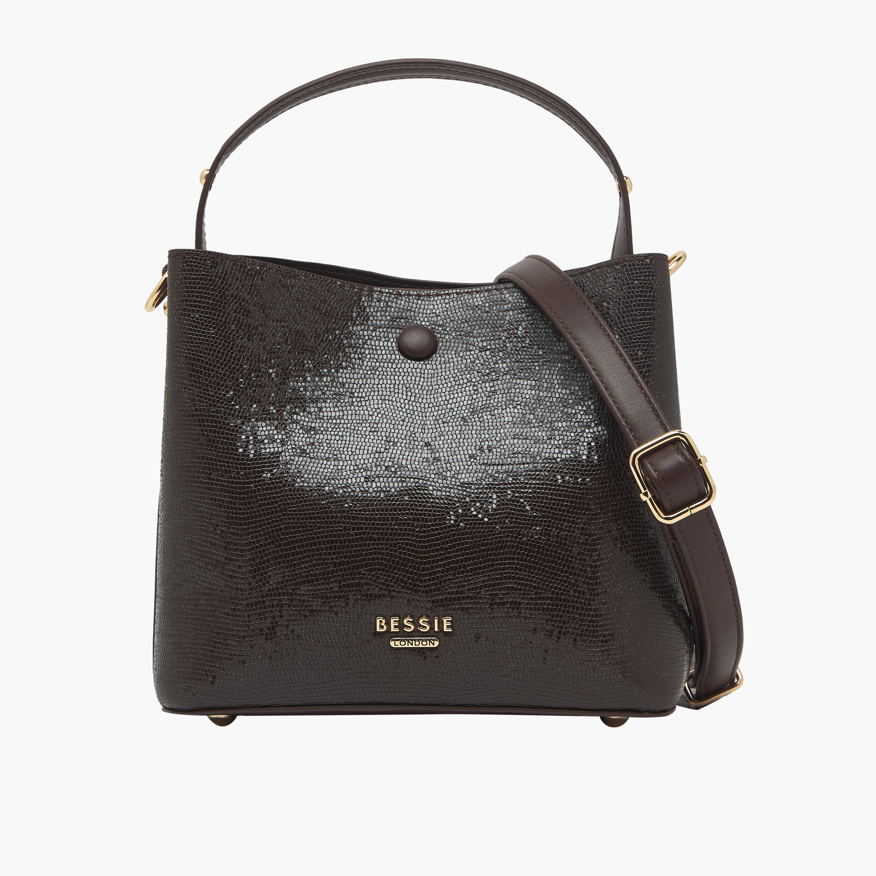 Bessie London Textured Tote Bag with Chain Detail-women-bagsandwallets-handbags-image-1