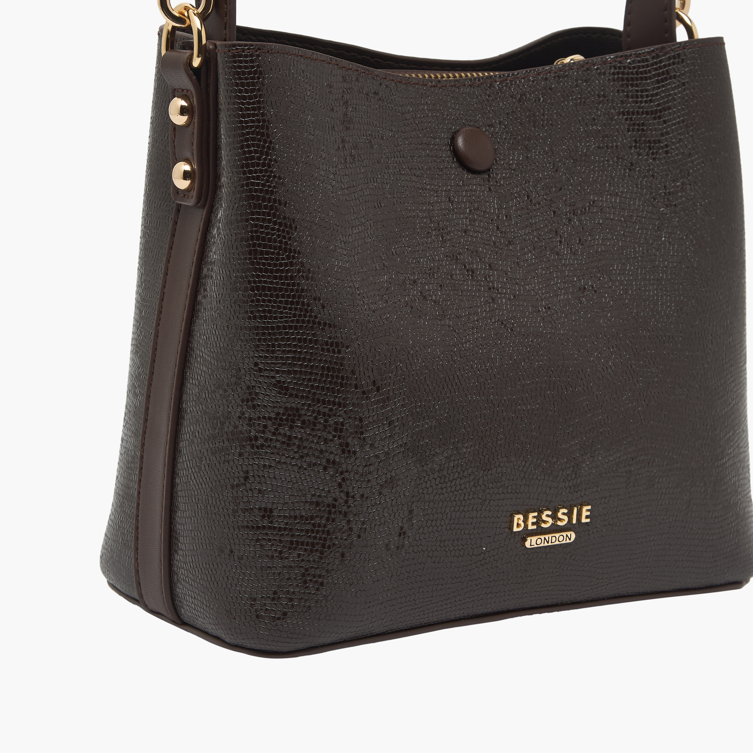 Bessie London Textured Tote Bag with Chain Detail-women-bagsandwallets-handbags-image-4