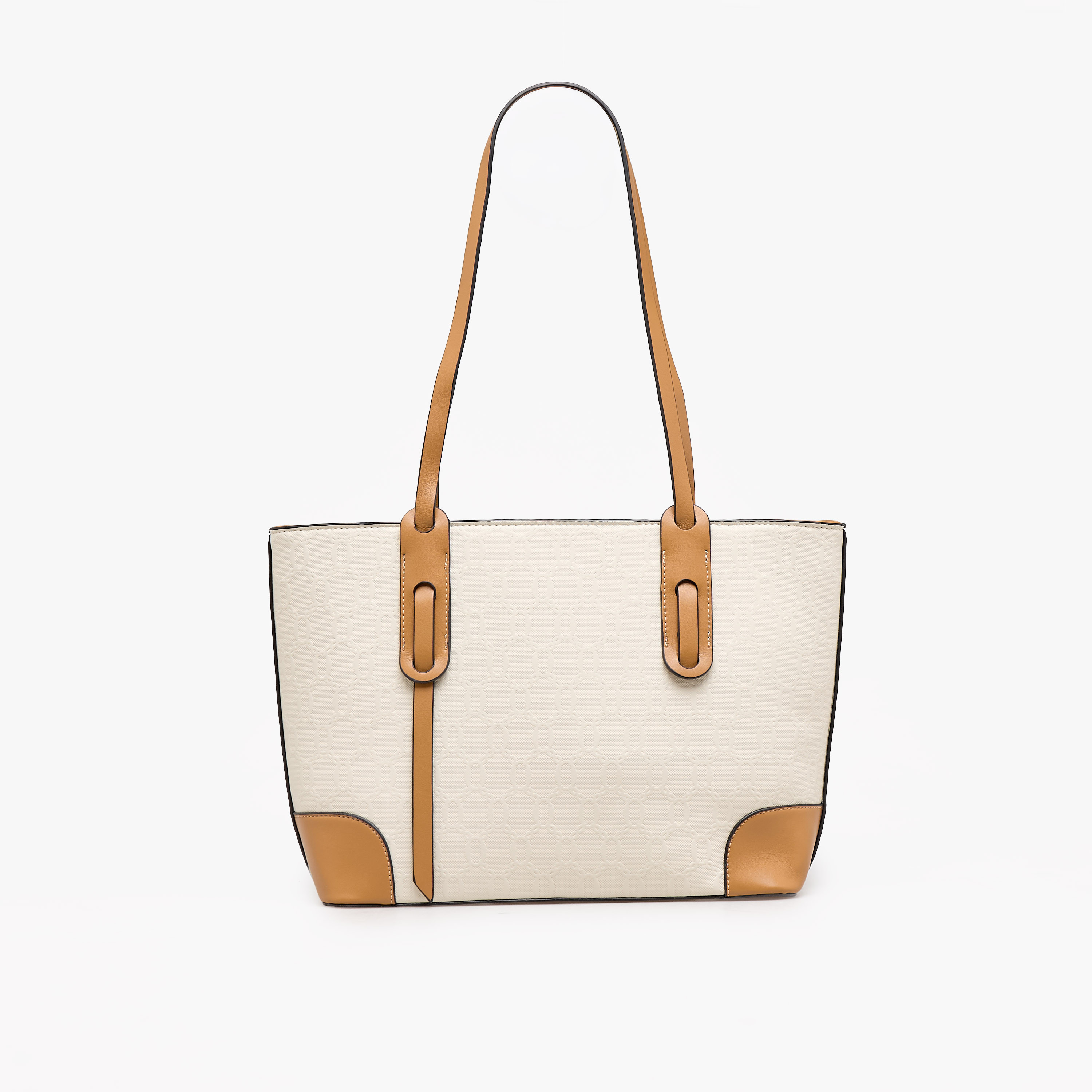 Adore Geometric Print Tote Bag with Double Handle-women-bagsandwallets-handbags-image-1