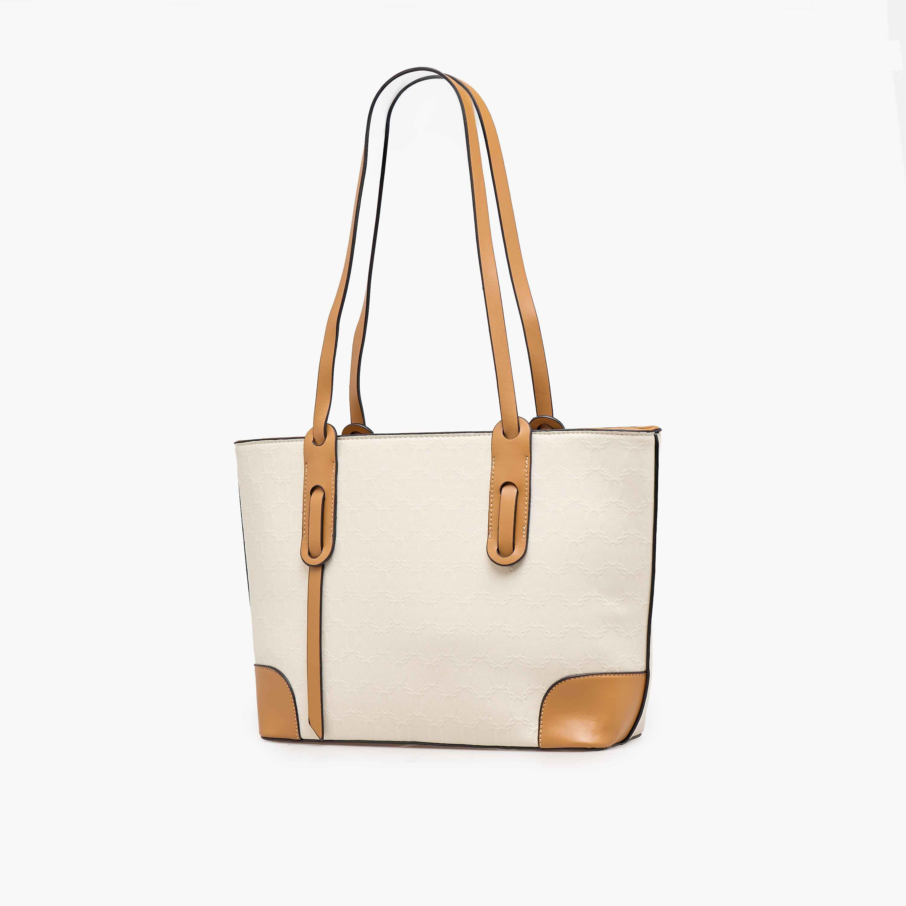 Adore Geometric Print Tote Bag with Double Handle-women-bagsandwallets-handbags-image-2