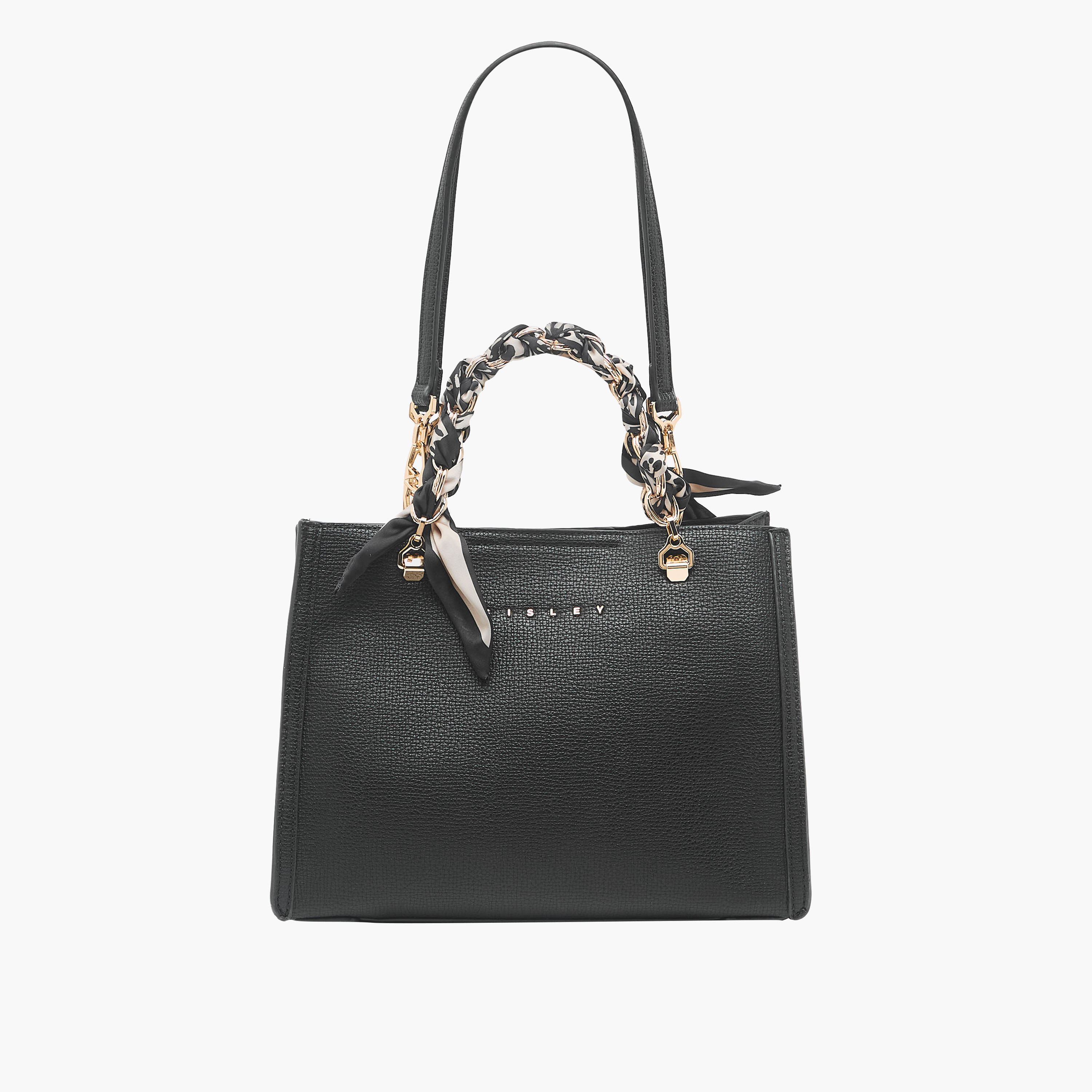 Sisley Textured Tote Bag with Scarf Accent-women-bagsandwallets-handbags-image-1
