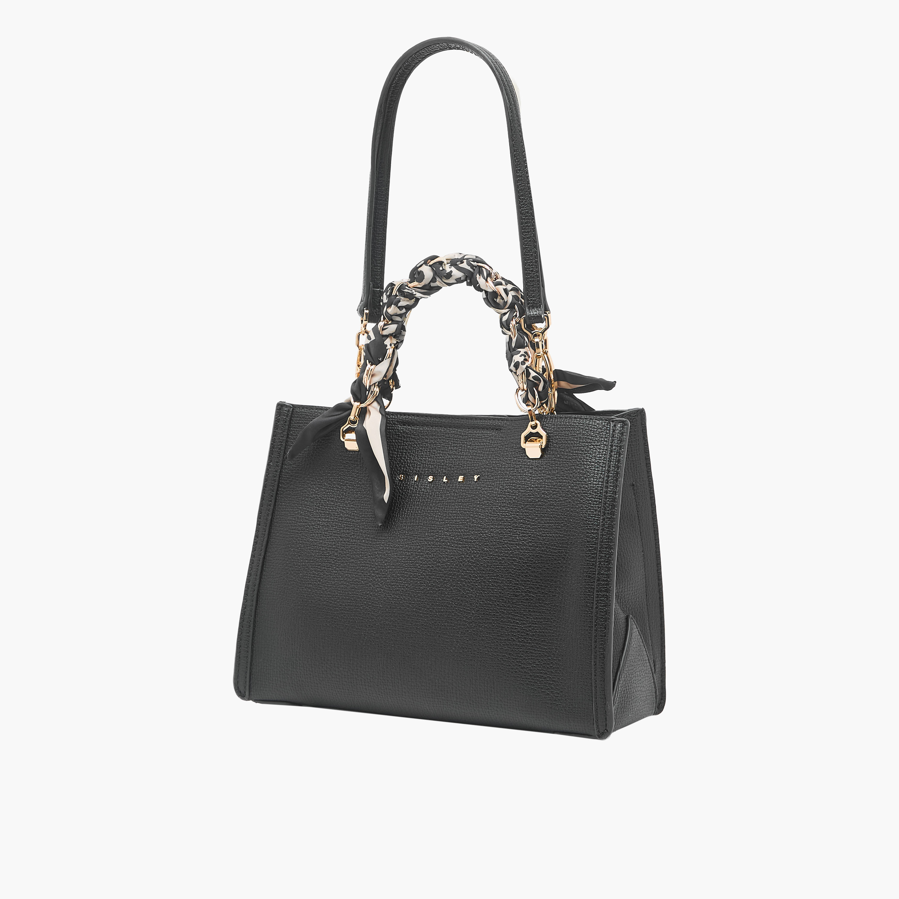 Sisley Textured Tote Bag with Scarf Accent-women-bagsandwallets-handbags-image-2