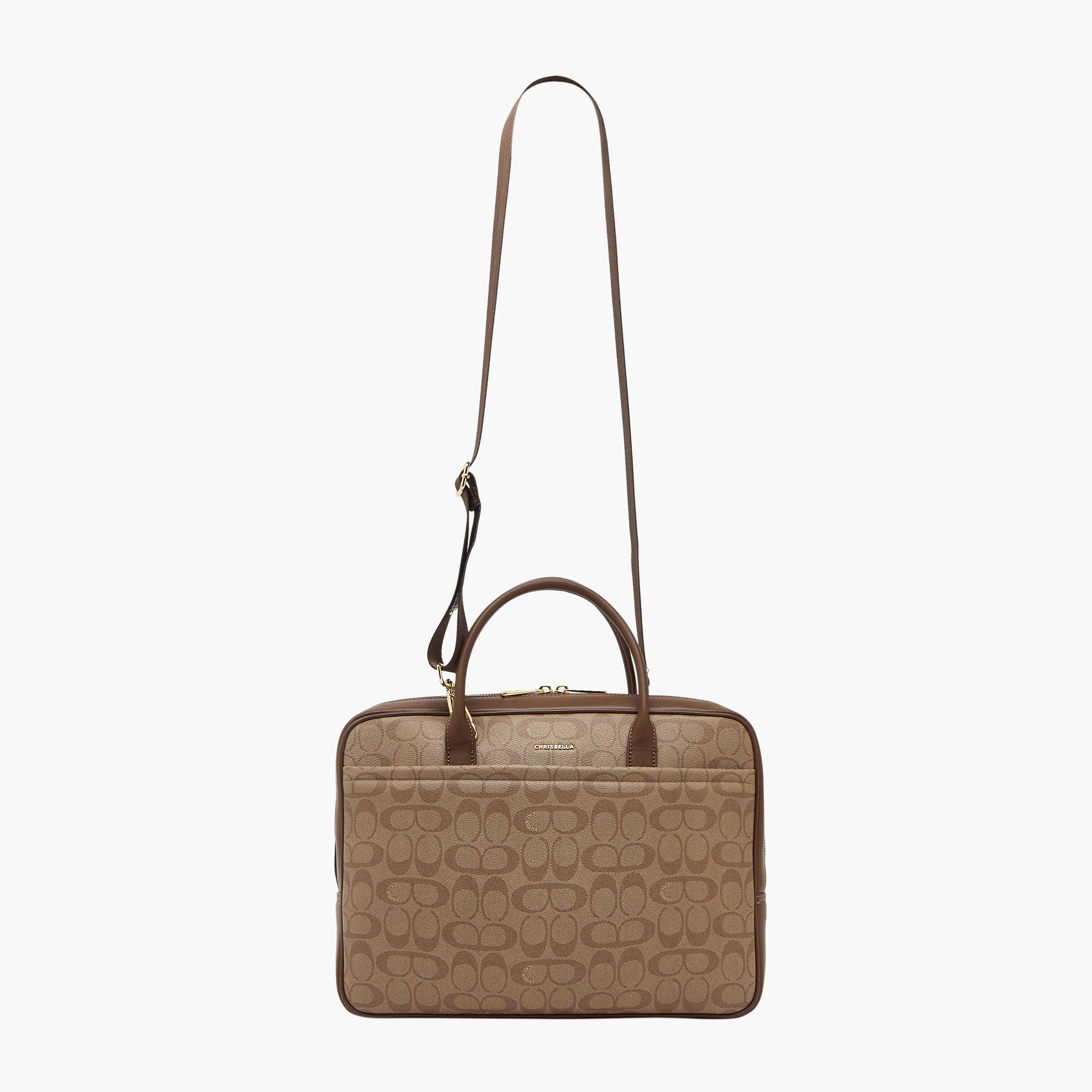 Chrisbella Monogram Print Laptop Bag with Zip Closure-women-bagsandwallets-handbags-image-2