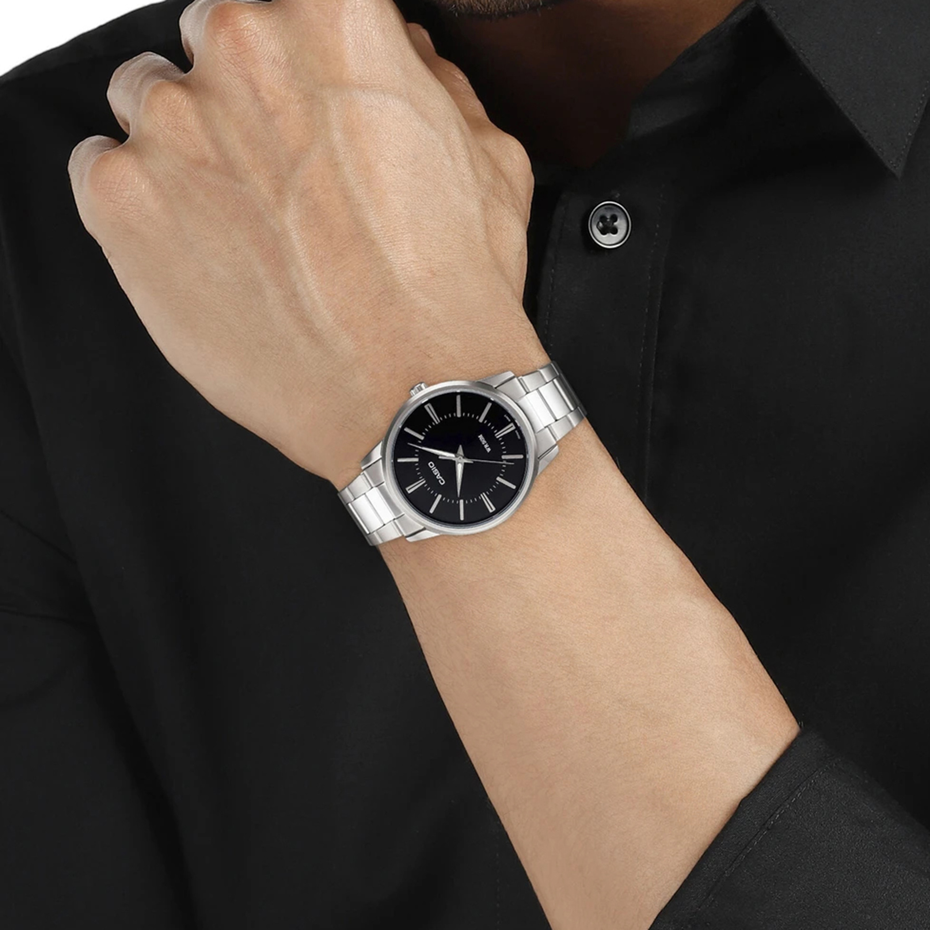 ساعة رجالي أنالوج ستانلس ستيل 40 مم باللون الفضي MTP-1303DD-1AVDF من كاسيو-men-watchesandjewellery-watches-image-2