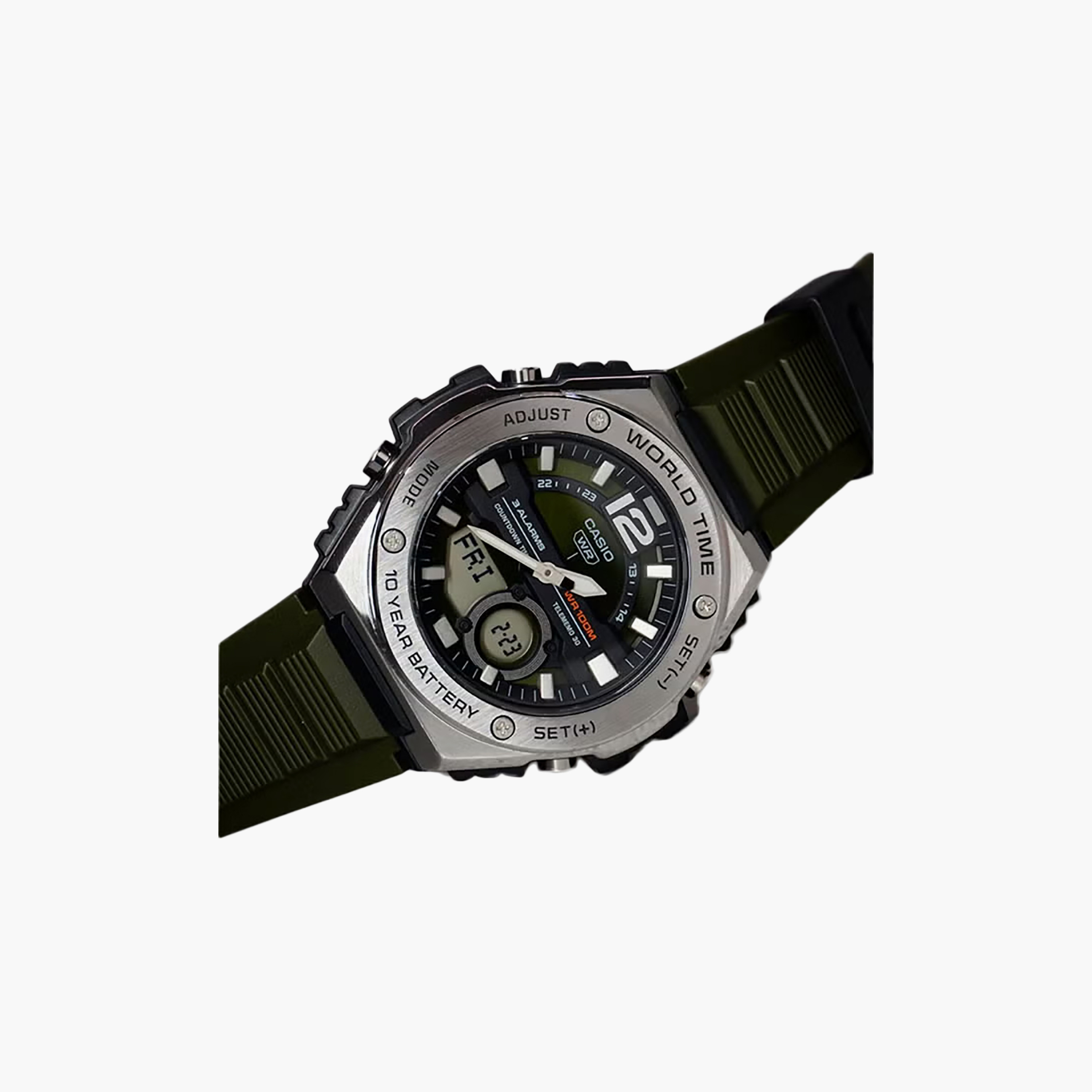 Casio Men's 50.4MM Green Analog Digital Resin Watch | MWQ-100-3AVDF-men-watchesandjewellery-watches-image-2
