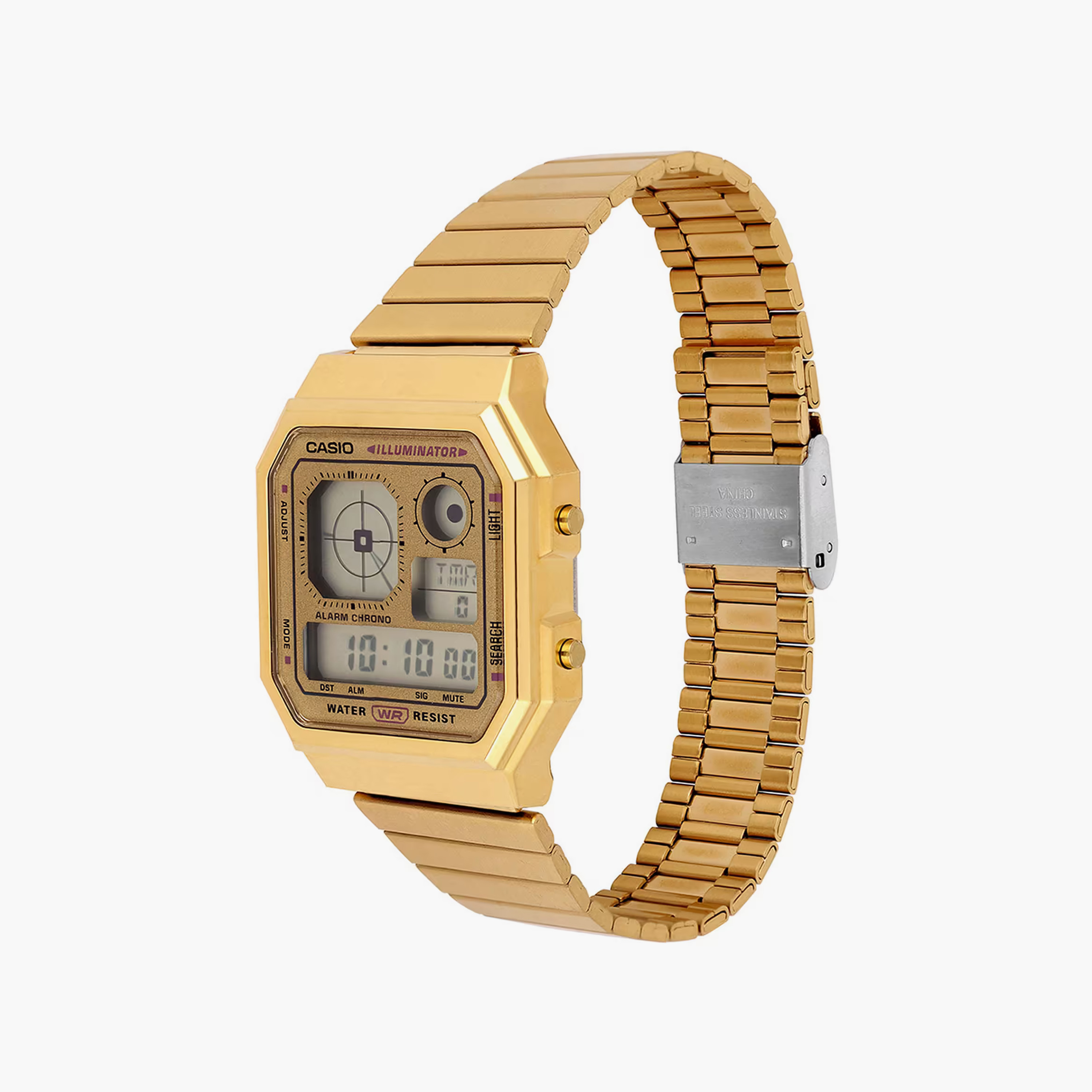 ساعة ديجيتال ستانلس ستيل للجنسين 34 مم باللون الذهبي A130WEG-9ADF من كاسيو-men-watchesandjewellery-watches-image-2