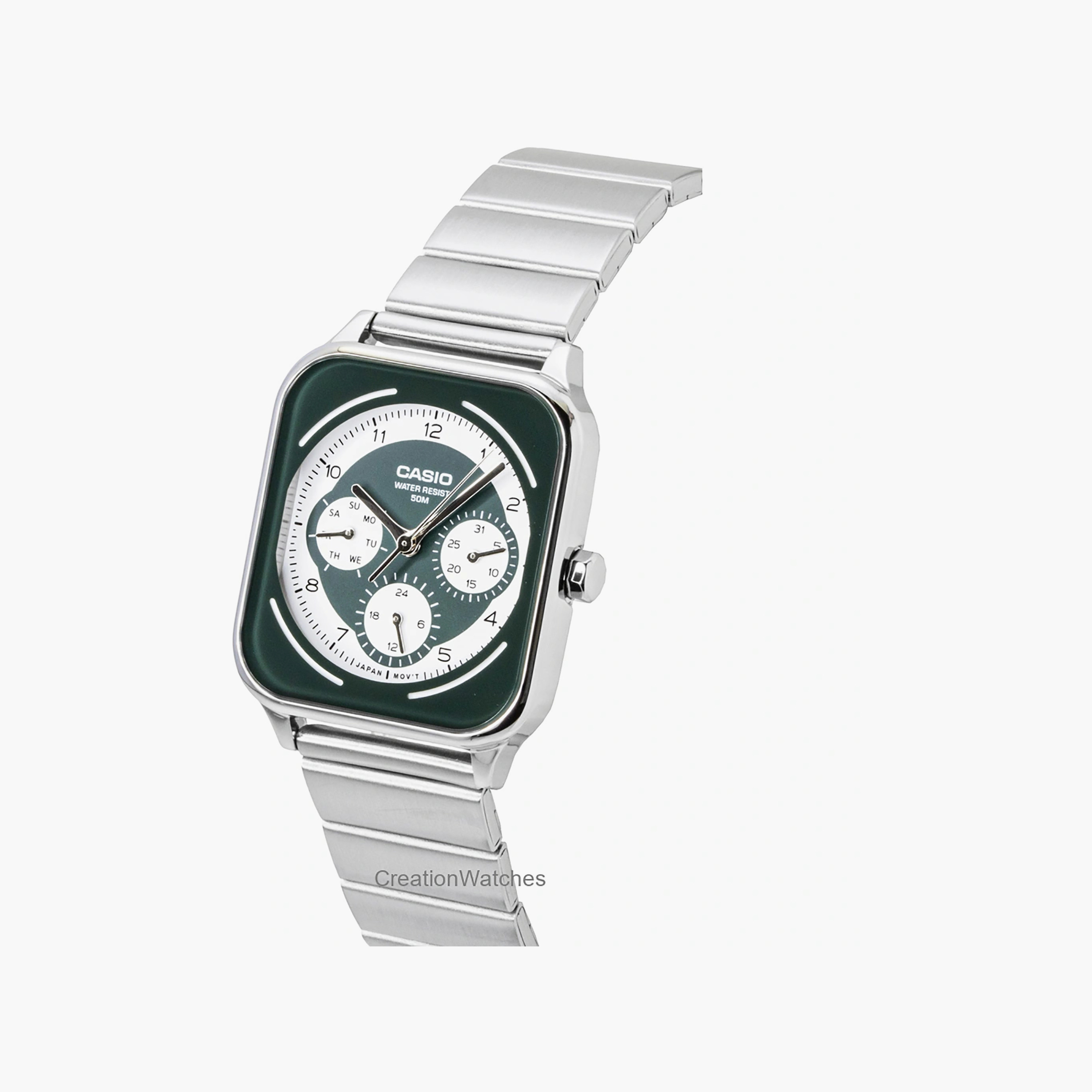 Casio Men's 44.5MM Silver Chronograph Stainless Steel Watch | MTP-M307D-3BVDF-men-watchesandjewellery-watches-image-2