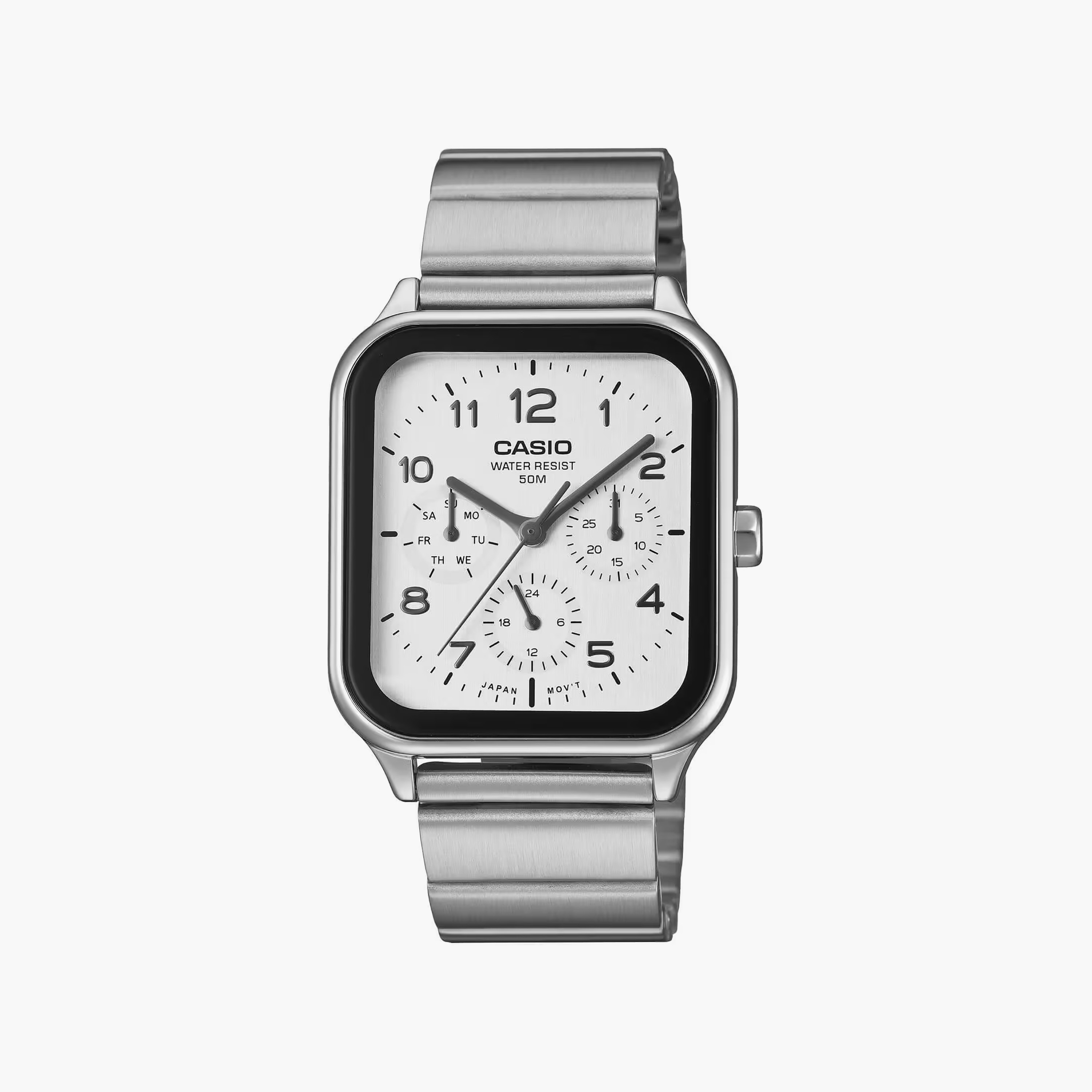 Casio Men's 44.5MM Silver Chronograph Stainless Steel Watch | MTP-M306D-7AVDF-men-watchesandjewellery-watches-image-1