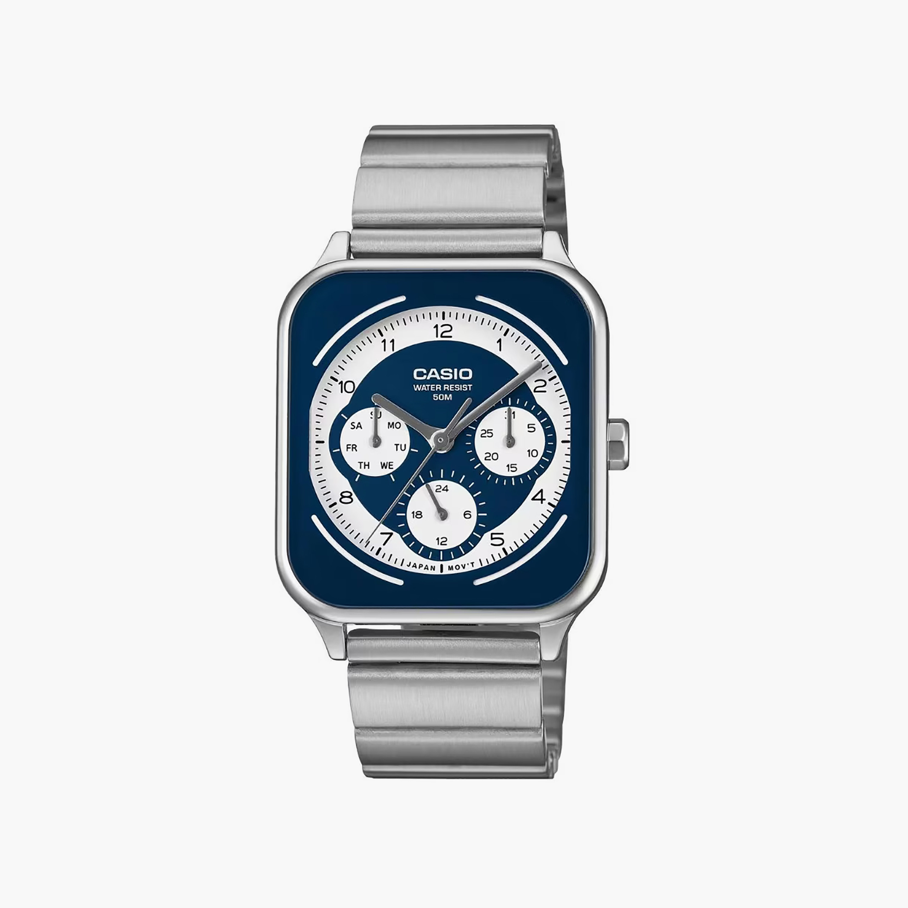 Casio Men's 44.5MM Silver Chronograph Stainless Steel Watch | MTP-M307D-2BVDF-men-watchesandjewellery-watches-image-1