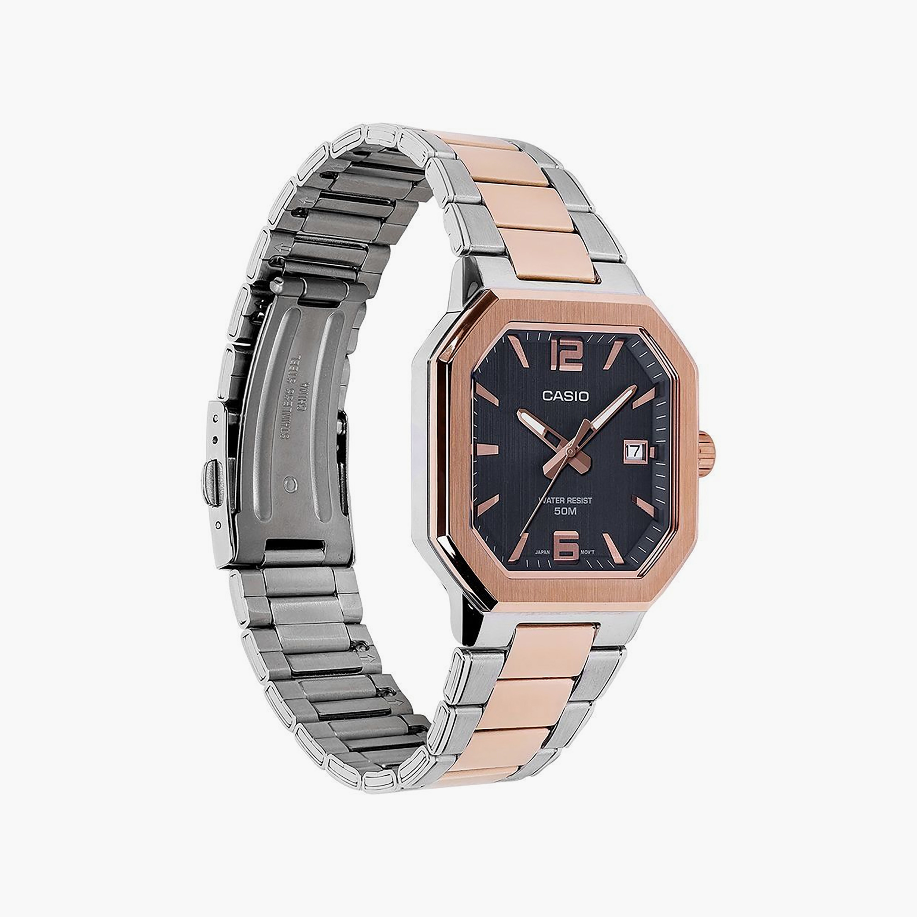 Casio Men's 38MM Rose Gold & Silver Analog Stainless Steel Watch | MTP-B195RG-2AVDF-men-watchesandjewellery-watches-image-3