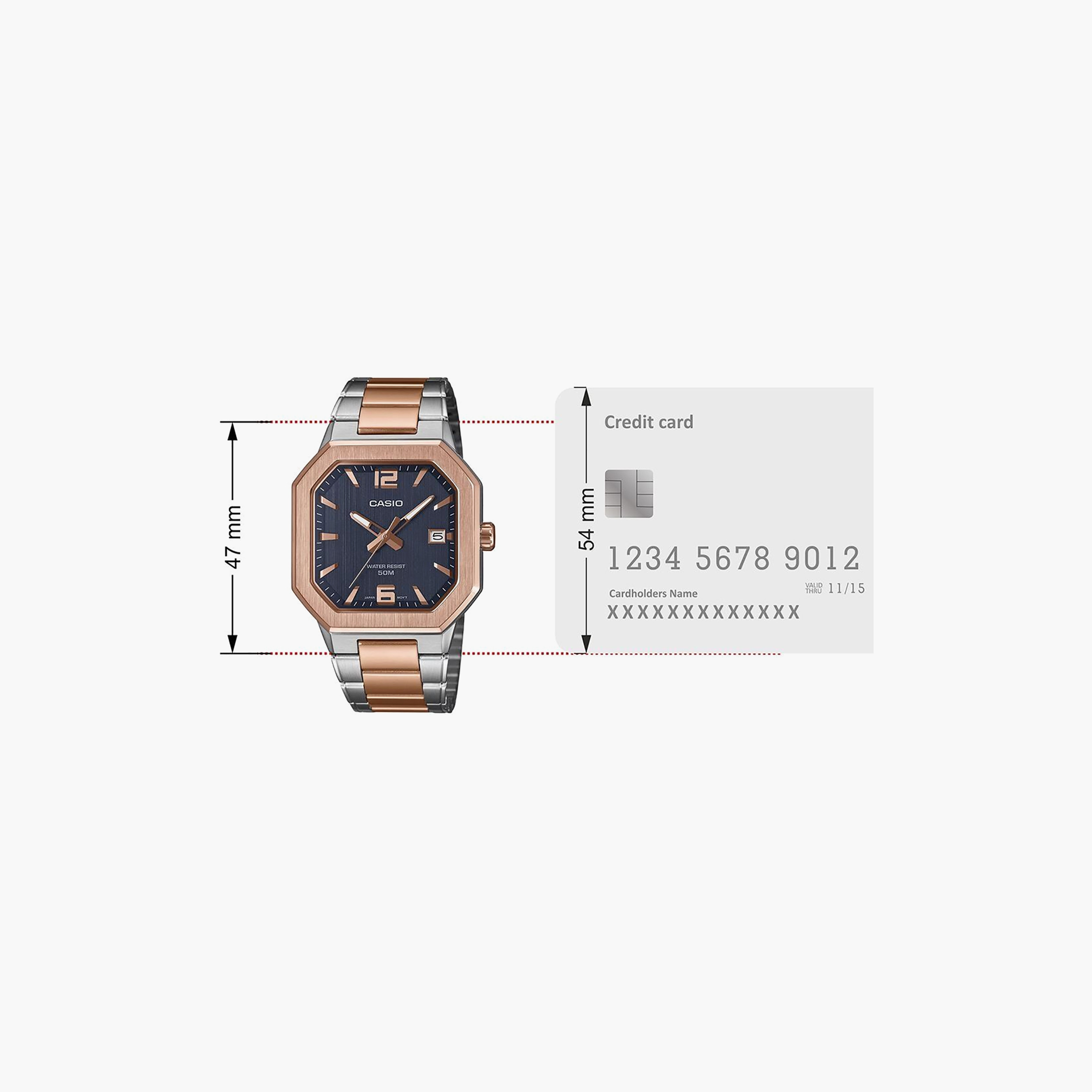 Casio Men's 38MM Rose Gold & Silver Analog Stainless Steel Watch | MTP-B195RG-2AVDF-men-watchesandjewellery-watches-image-6