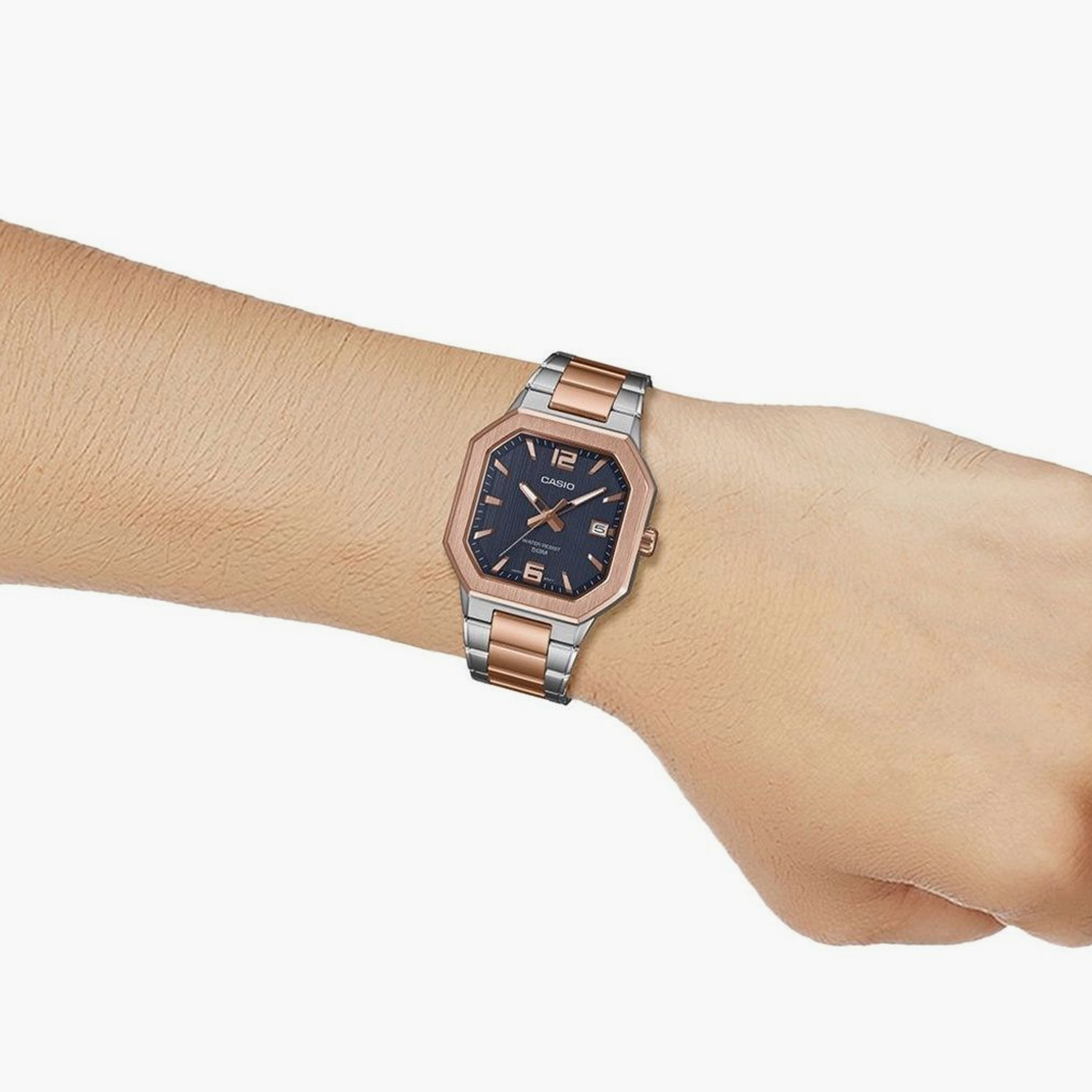 Casio Men's 38MM Rose Gold & Silver Analog Stainless Steel Watch | MTP-B195RG-2AVDF-men-watchesandjewellery-watches-image-7