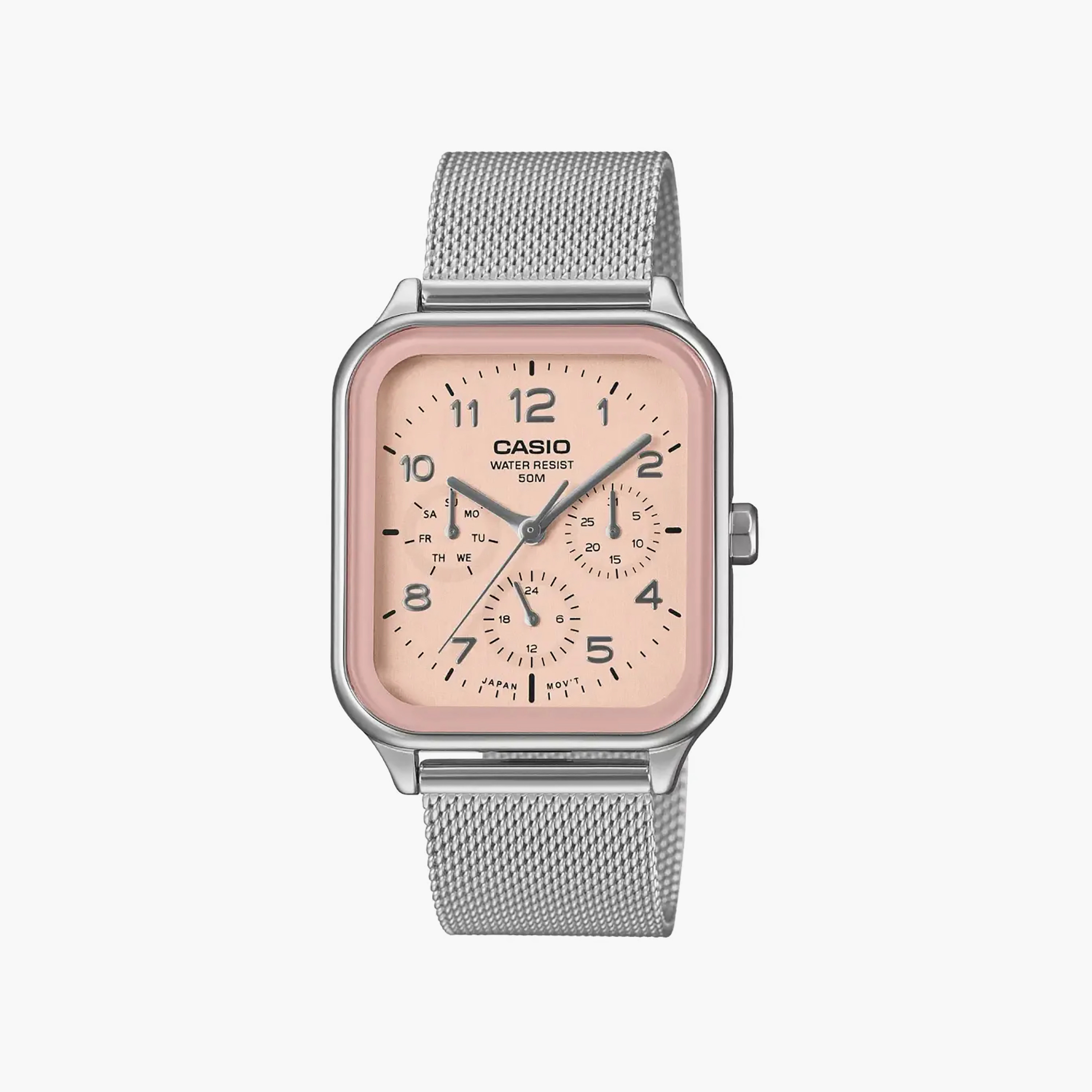 ساعة رجالي أنالوج ميش 44.5 مم باللون الفضي MTP-M306M-4AVDF من كاسيو-men-watchesandjewellery-watches-image-1