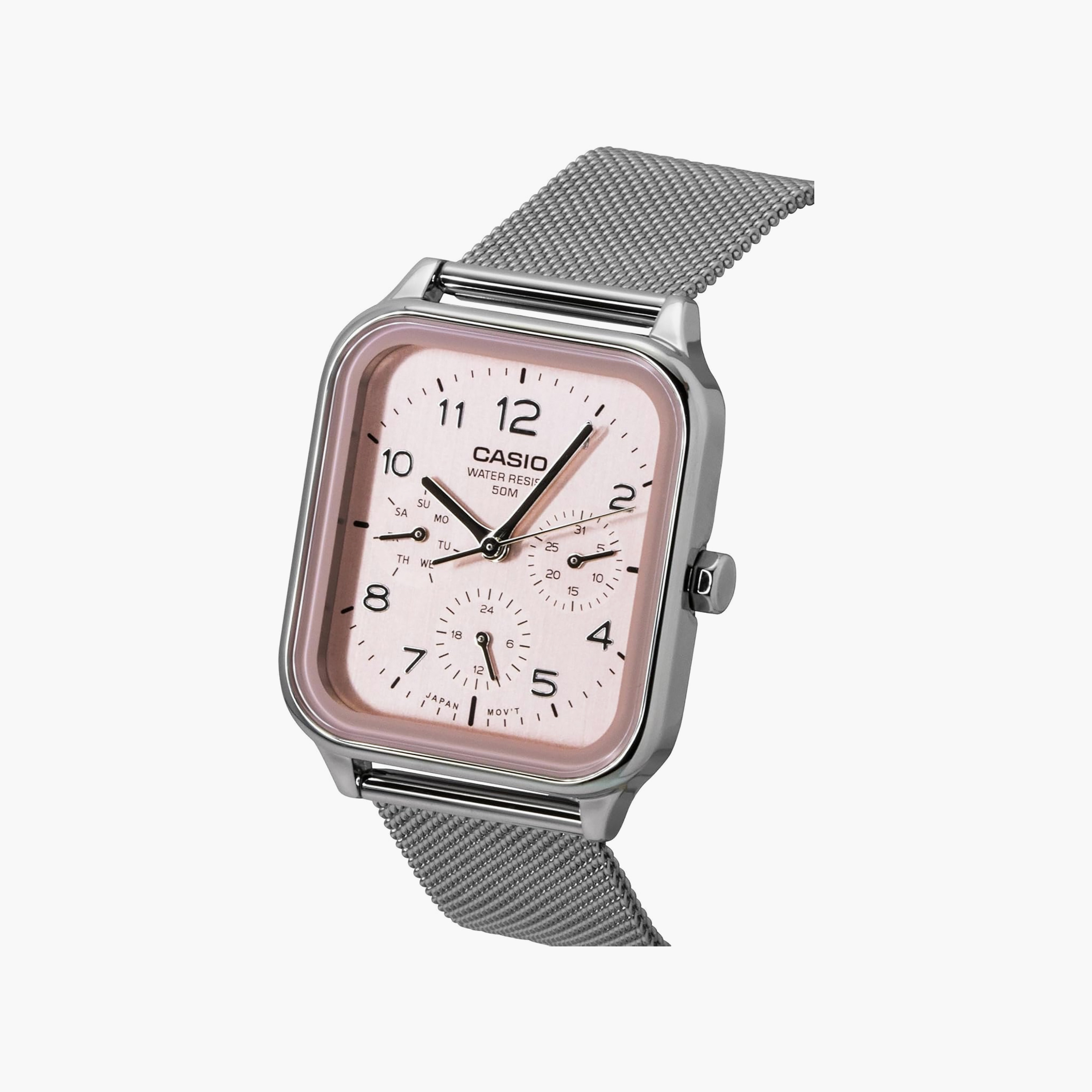 ساعة رجالي أنالوج ميش 44.5 مم باللون الفضي MTP-M306M-4AVDF من كاسيو-men-watchesandjewellery-watches-image-2