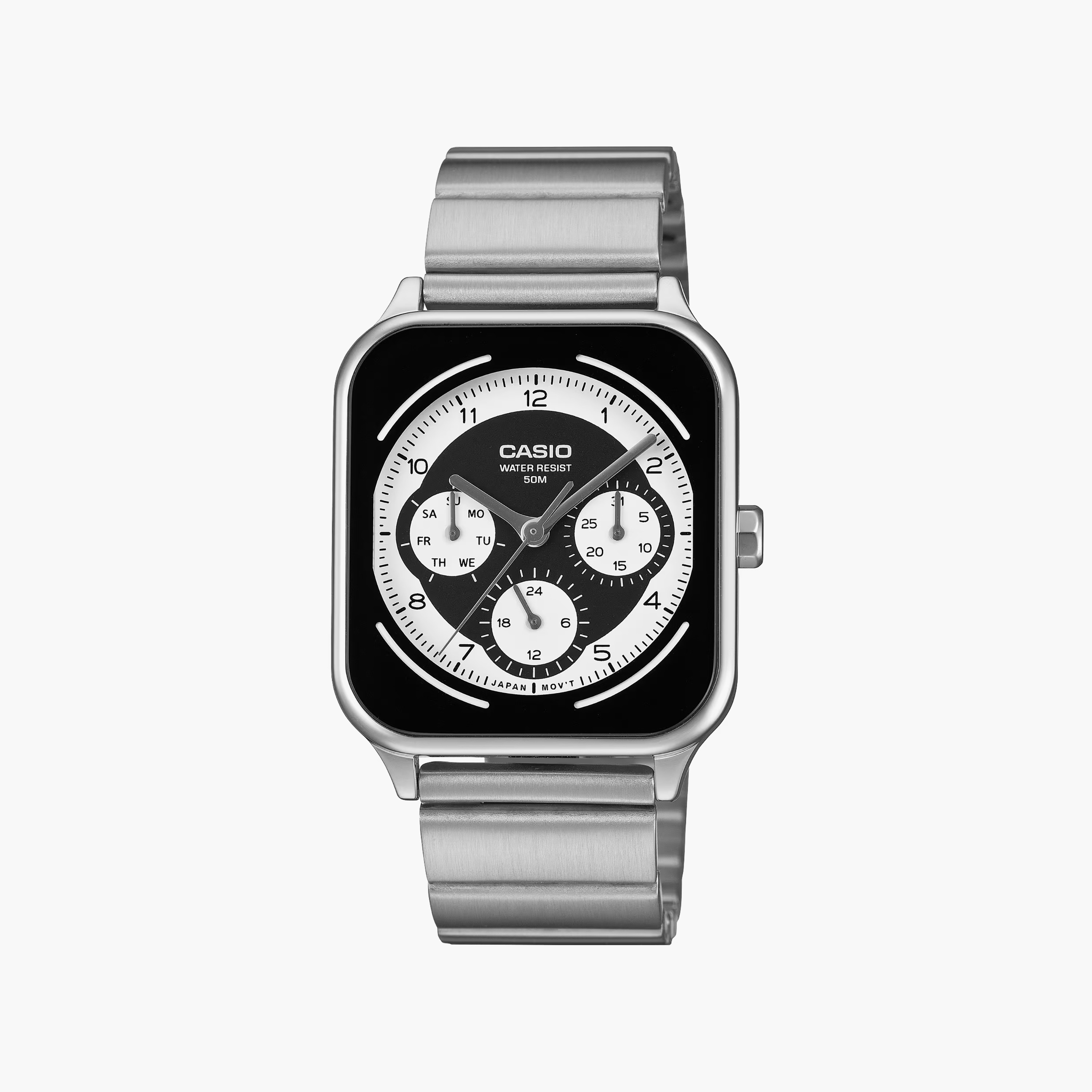 ساعة رجالي أنالوج ستانلس ستيل 44.5 مم باللون الفضي MTP-M307D-1BVDF من كاسيو-men-watchesandjewellery-watches-image-1