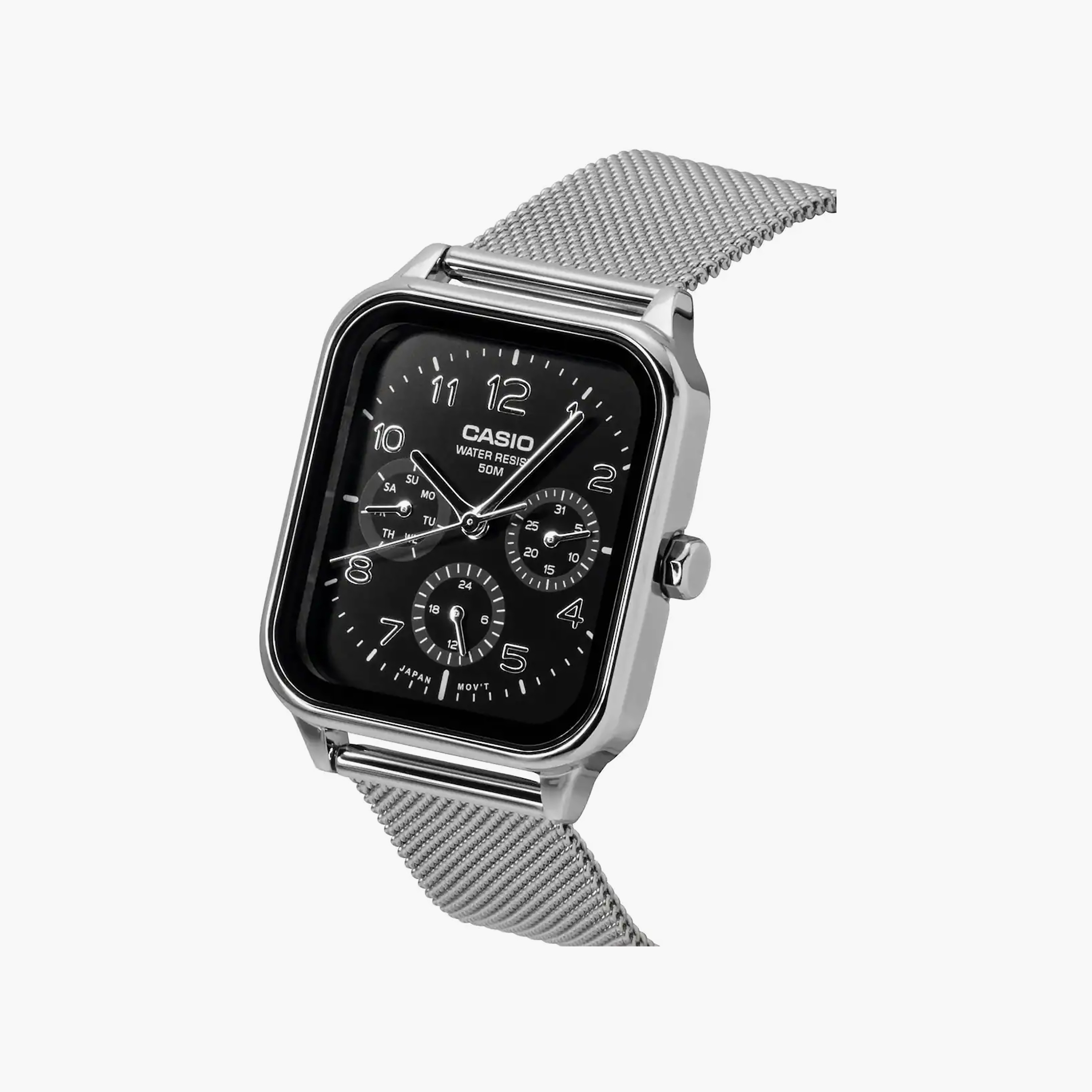 Casio Men's 44.5MM Silver Chronograph Mesh Watch | MTP-M306M-1AVDF-men-watchesandjewellery-watches-image-2