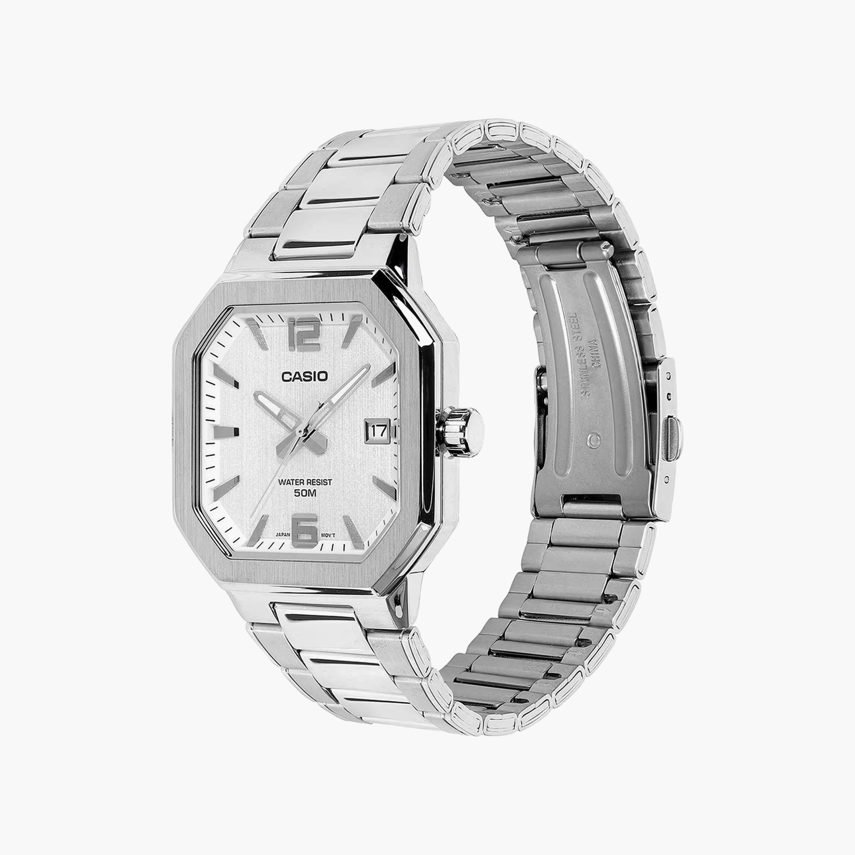 ساعة رجالي أنالوج ستانلس ستيل 38 مم باللون الفضي MTP-B195D-7AVDF من كاسيو-men-watchesandjewellery-watches-image-2
