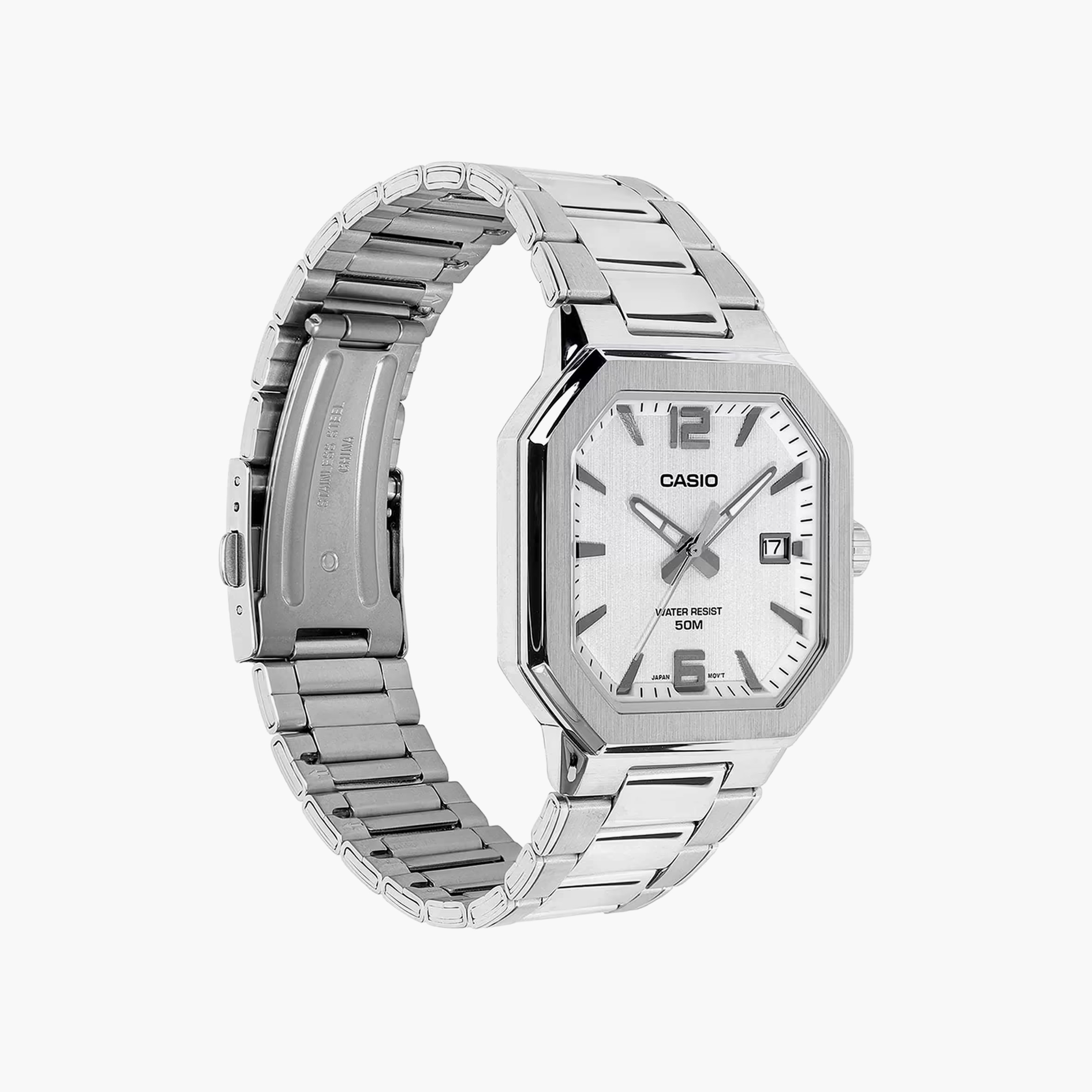 Casio Men's 38MM Silver Analog Stainless Steel Watch | MTP-B195D-7AVDF-men-watchesandjewellery-watches-image-3