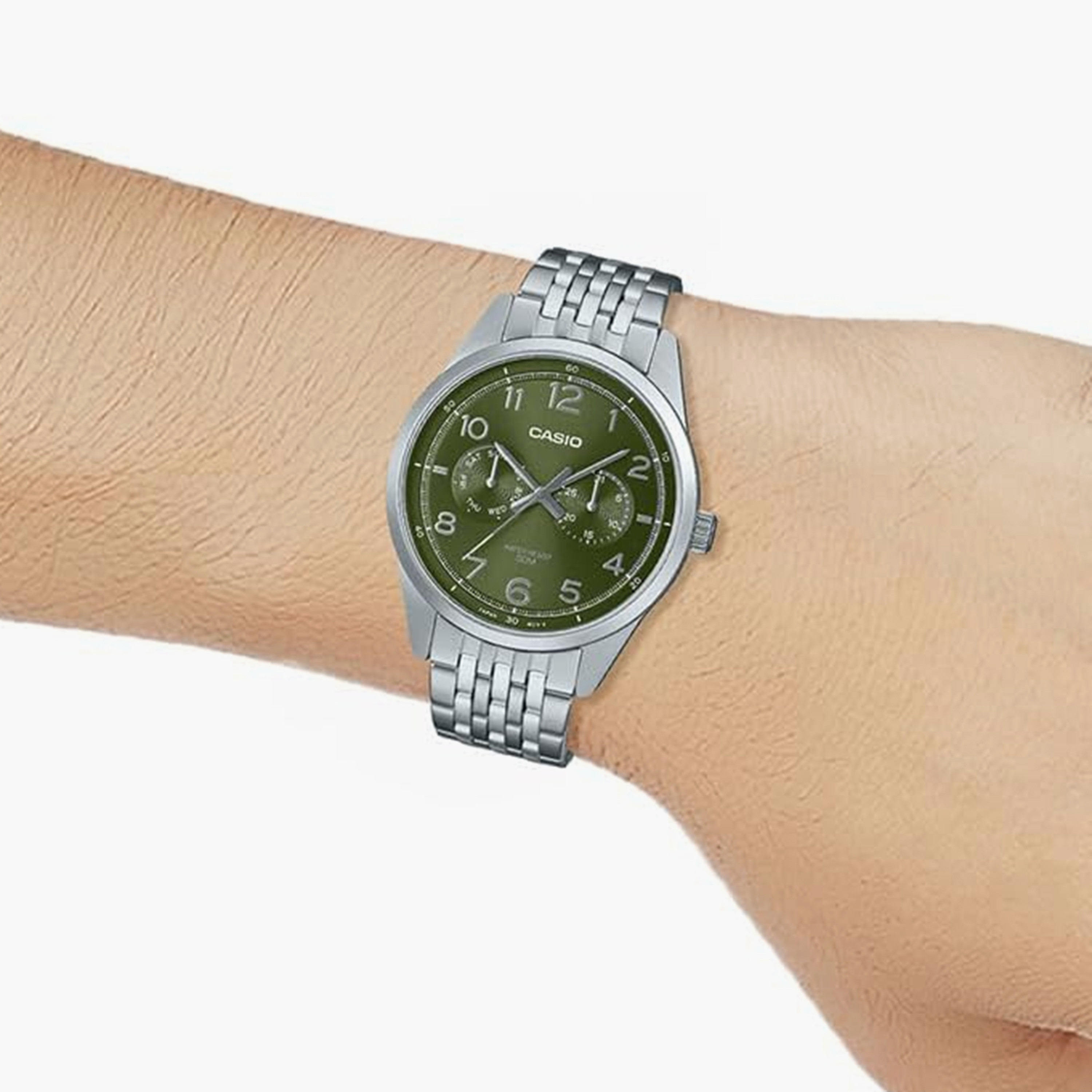 Casio Men's 41MM Silver Analog Stainless Steel Watch | MTP-E340D-3AVDF-men-watchesandjewellery-watches-image-6