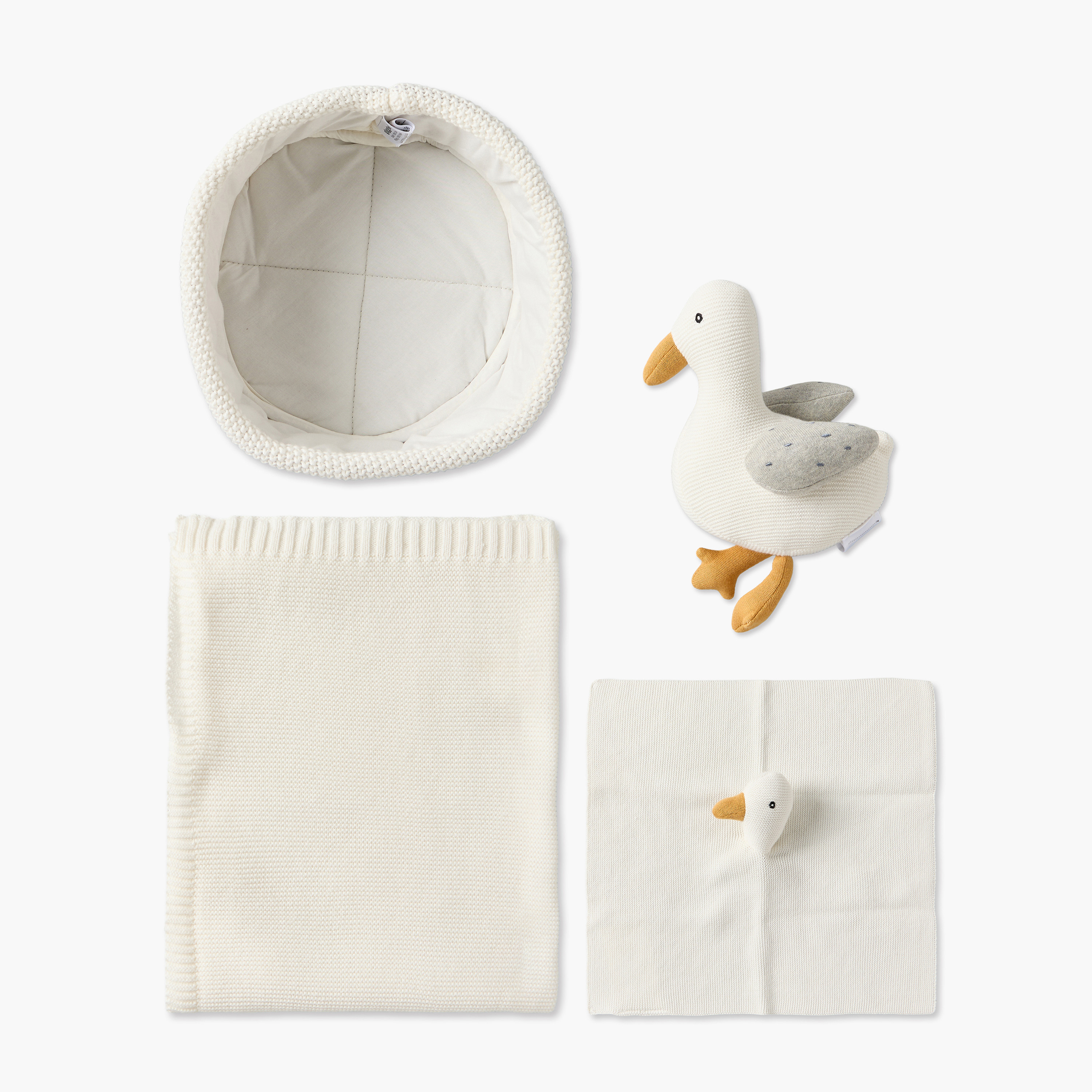 Giggles Knitted Goose Gift Set Basket - Pack of 4-baby-nursery-blanketsandswaddles-blanketsandquilts-image-1