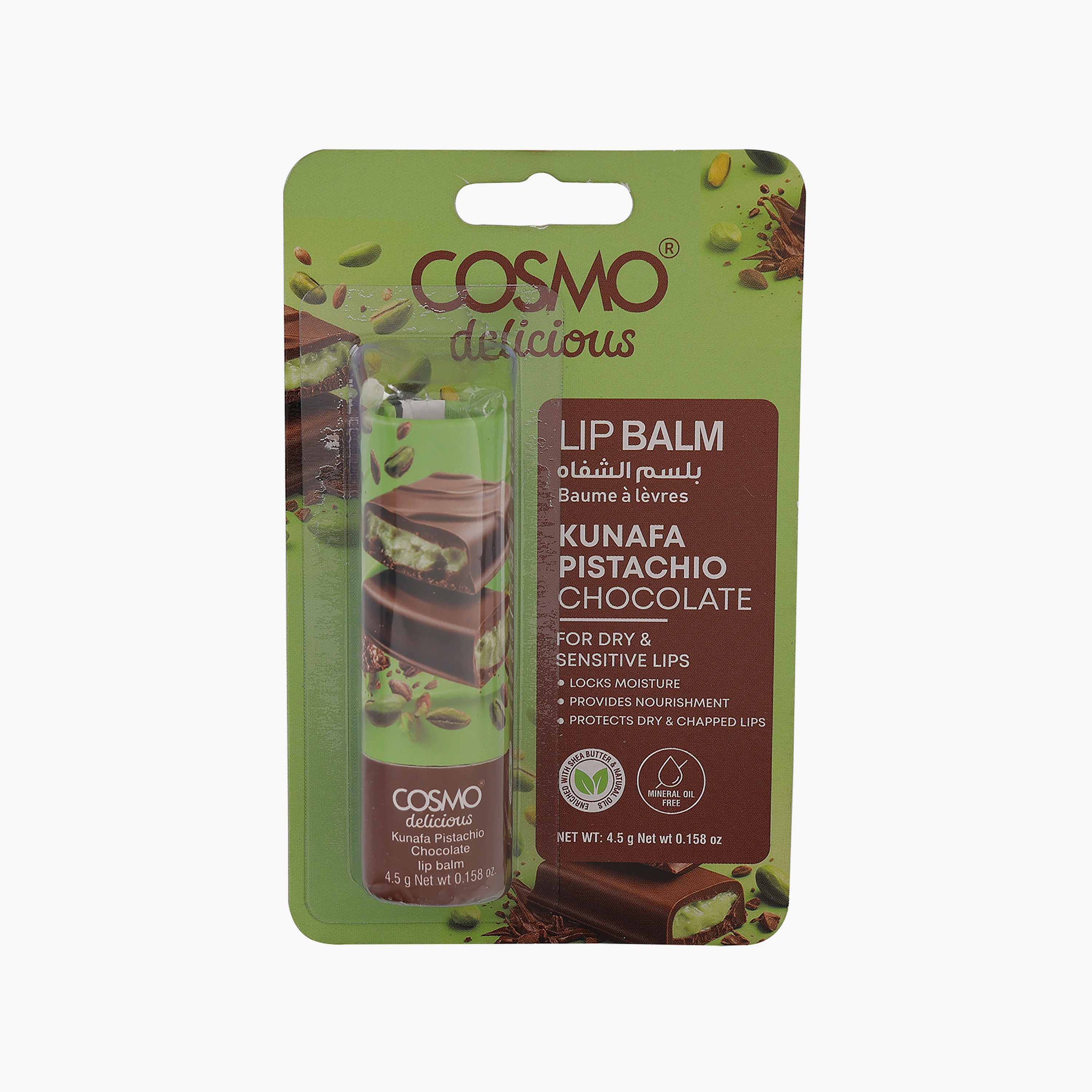 Cosmo Delicious Kunafa Pistachio Choco Lip Balm 4.5gm-beautyandpersonalcare-skin-lipcare-lipbalm-image-1