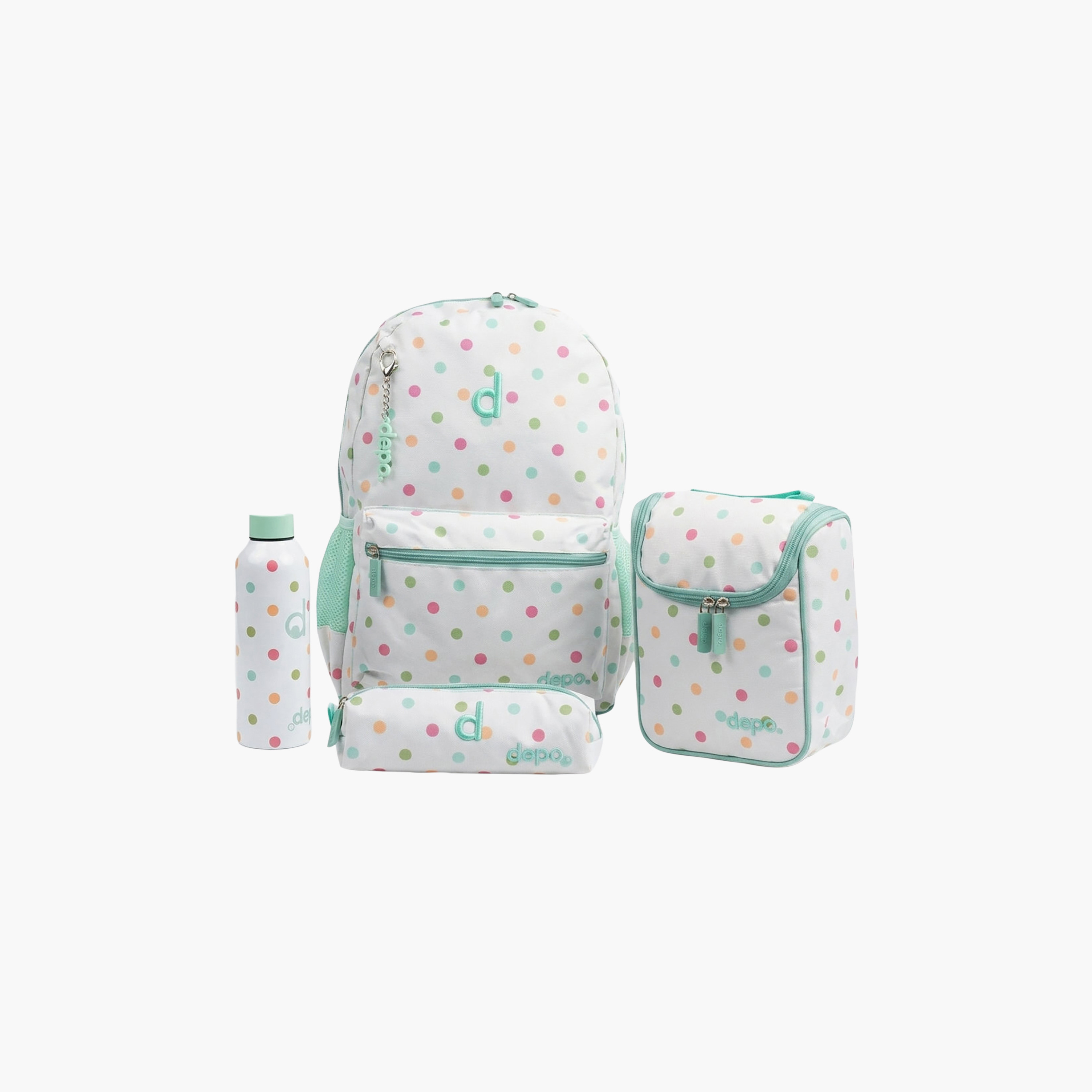 Depo Coloured Dots 4-Piece School Backpack Set for Girls with Lunch Bag and Pencil Case - 17 Inch-school-bagsandbackpacks-backpacks-image-7
