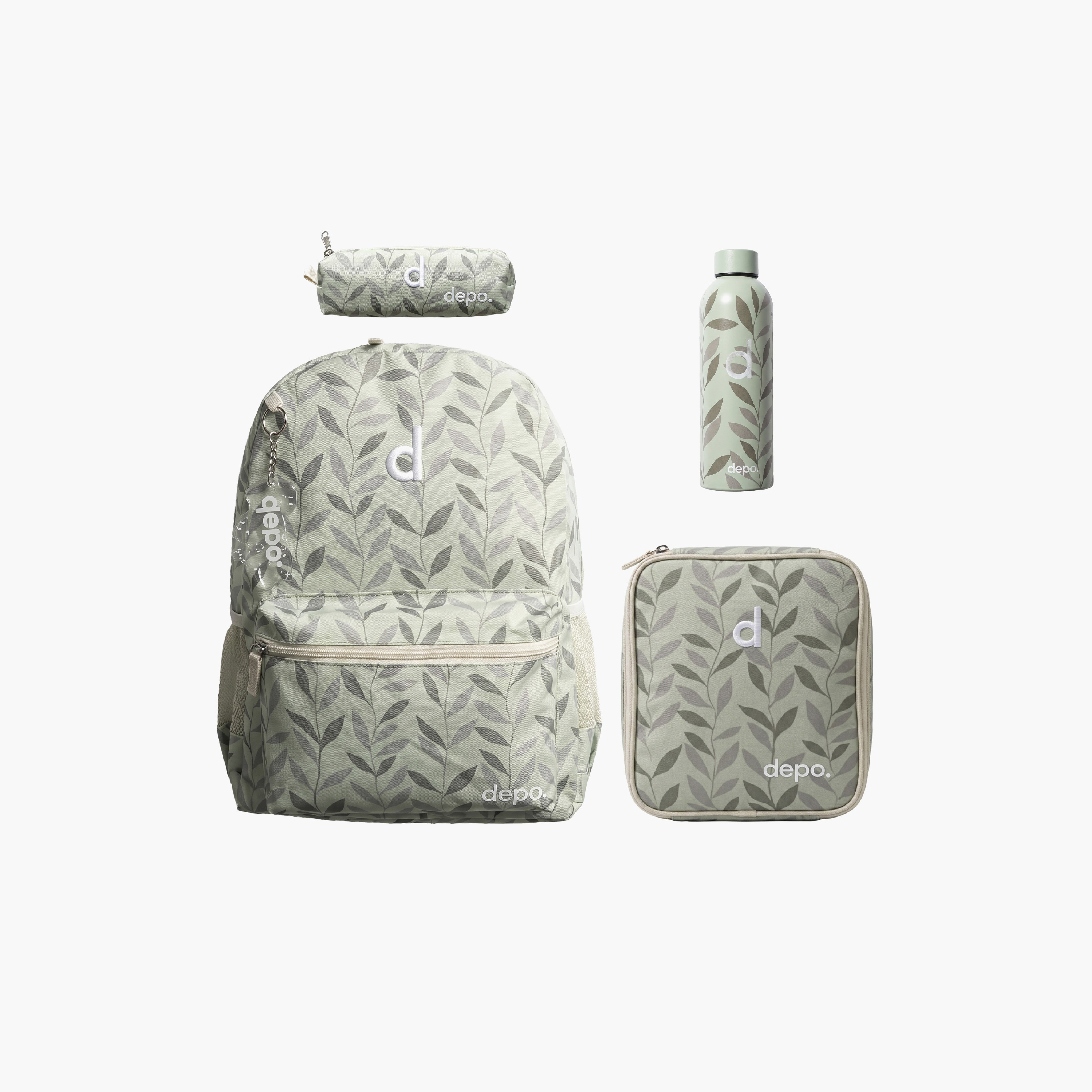 Depo Olive Leaves 4-Piece School Backpack Set for Girls with Lunch Bag and Pencil Case - 17 Inch-school-bagsandbackpacks-backpacks-image-1