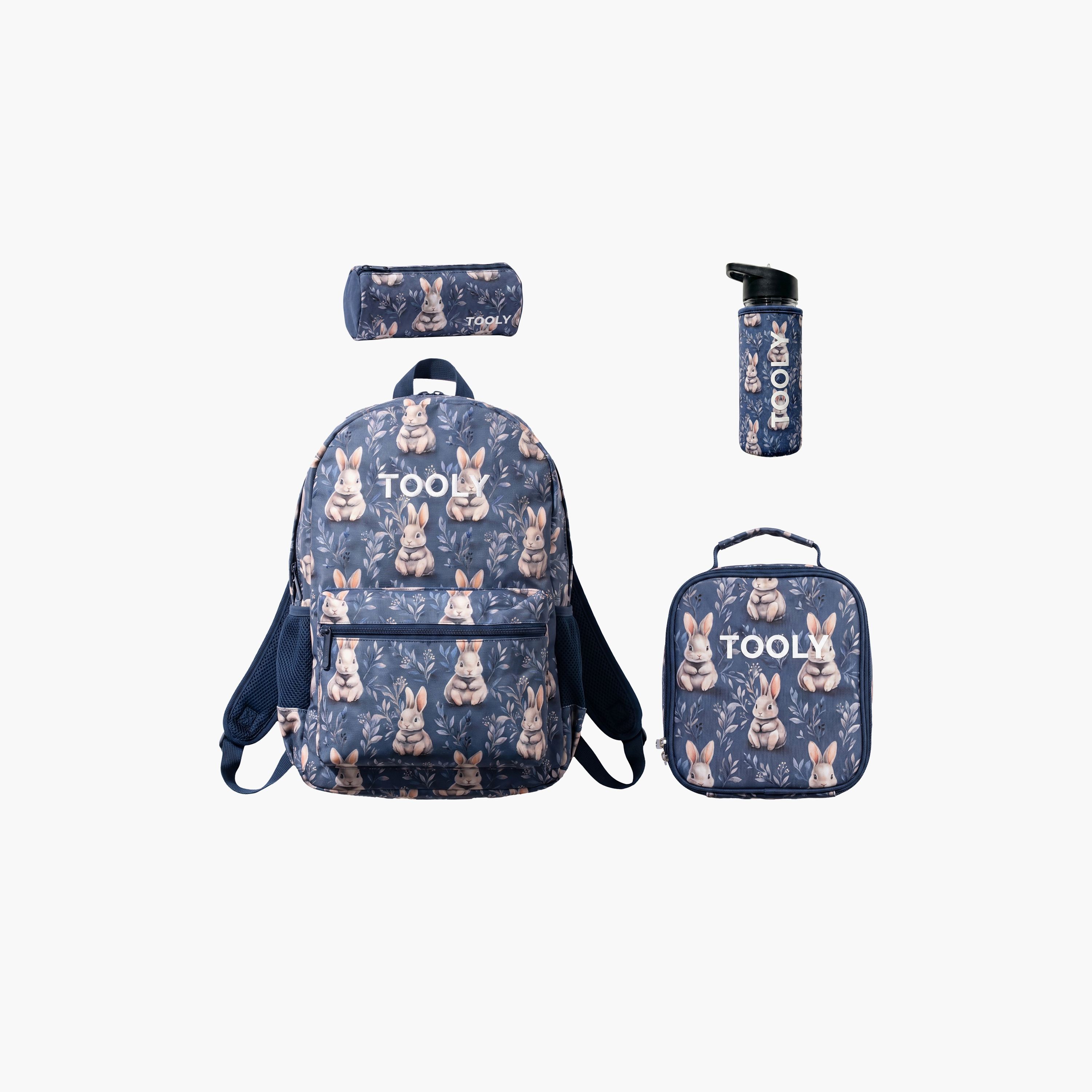 Tooly Nice Rabbit 4-Piece School Backpack Set with Pencil Case and Water Bottle - 17 Inch-school-bagsandbackpacks-backpacks-image-1