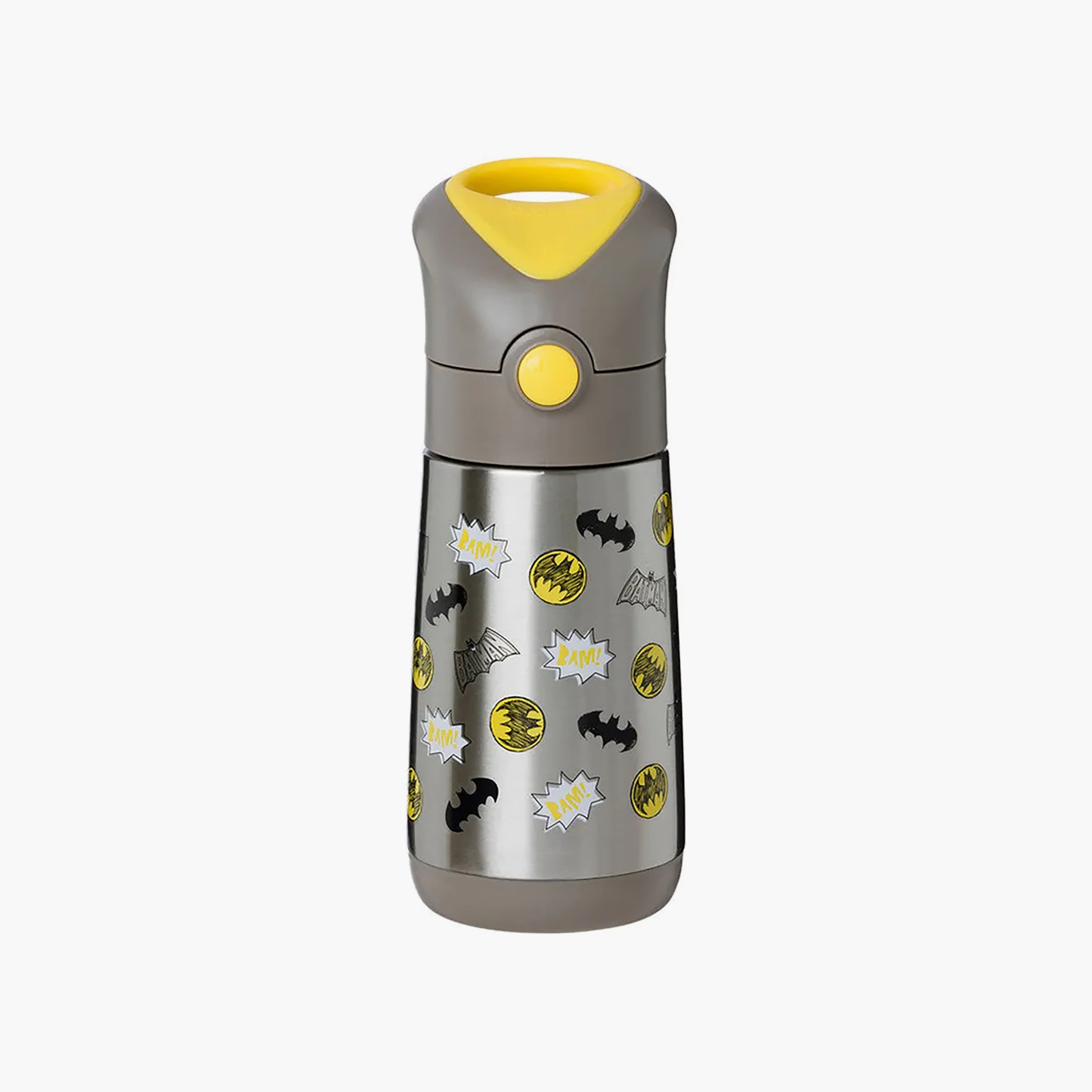 قارورة مياه ستانلس ستيل عازلة للحرارة بقشة وطبعات باتمان من بي بوكس - 350 مل-school-waterbottles-image-1