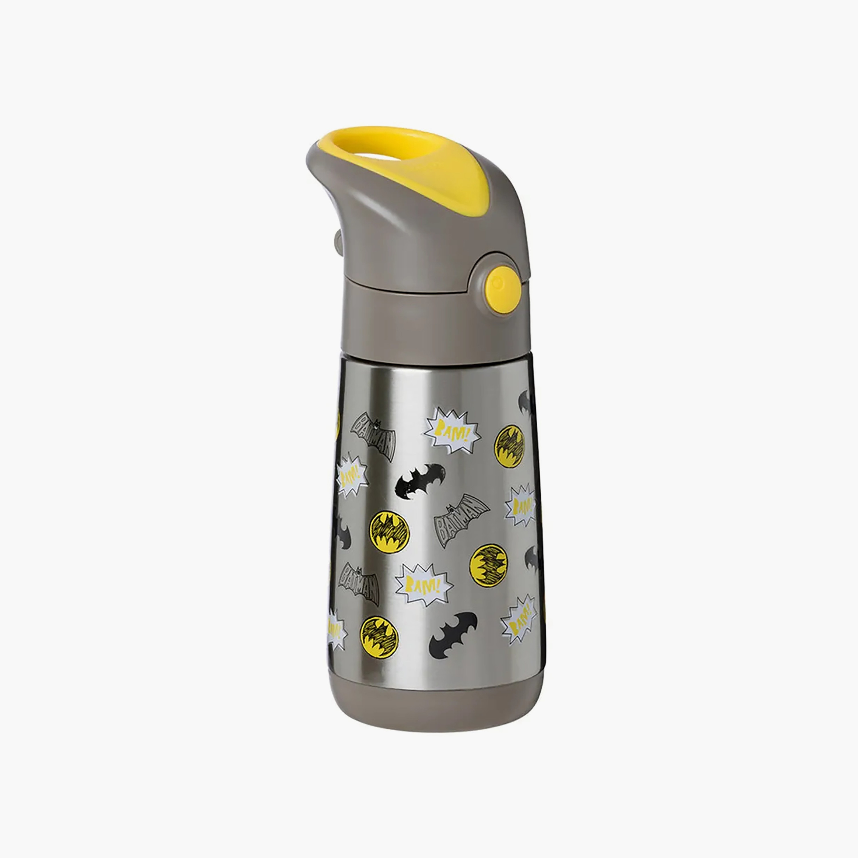 قارورة مياه ستانلس ستيل عازلة للحرارة بقشة وطبعات باتمان من بي بوكس - 350 مل-school-waterbottles-image-2