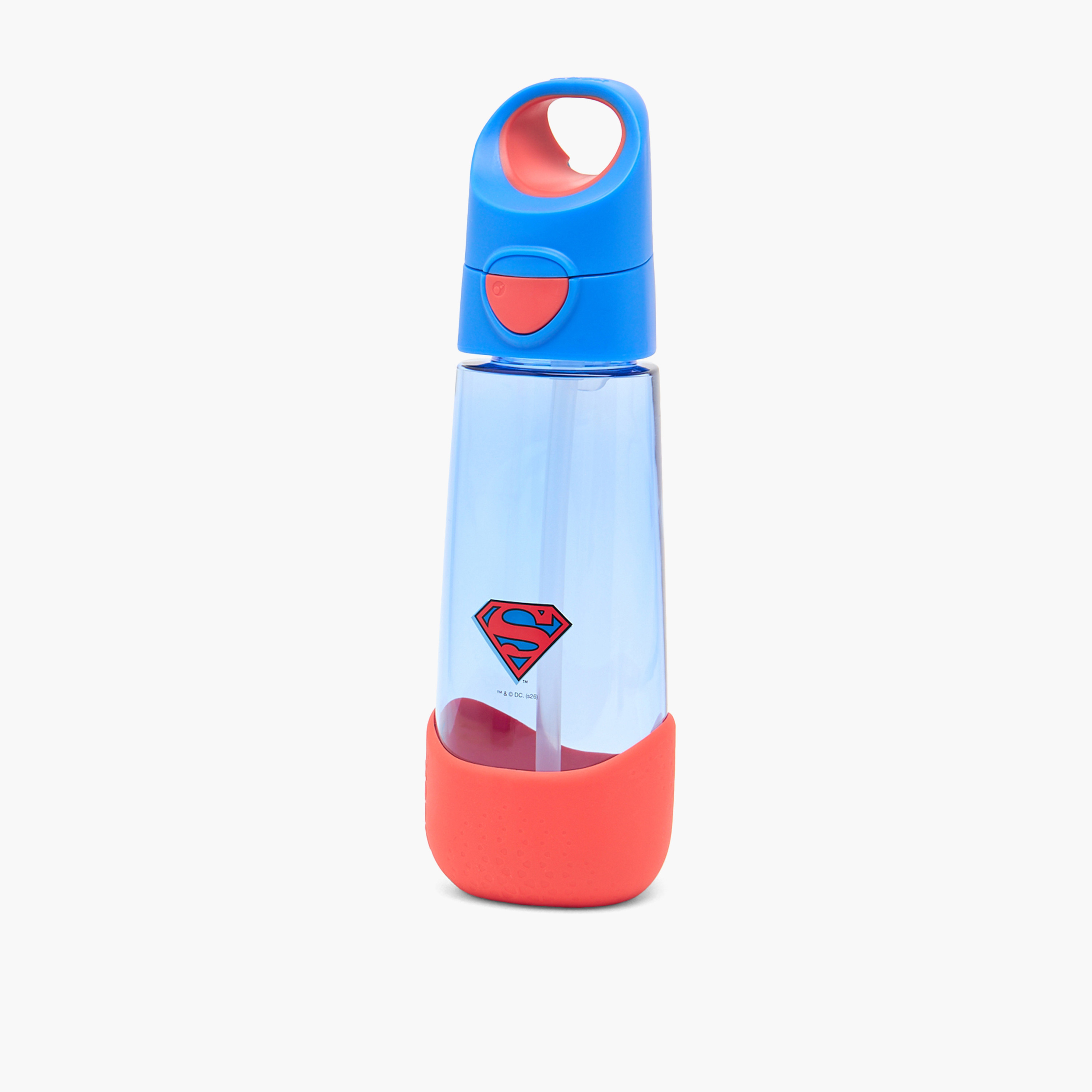 b.box Superman Print Tritan Water Bottle with Flip Spout and Handle - 600 ml-school-waterbottles-image-1