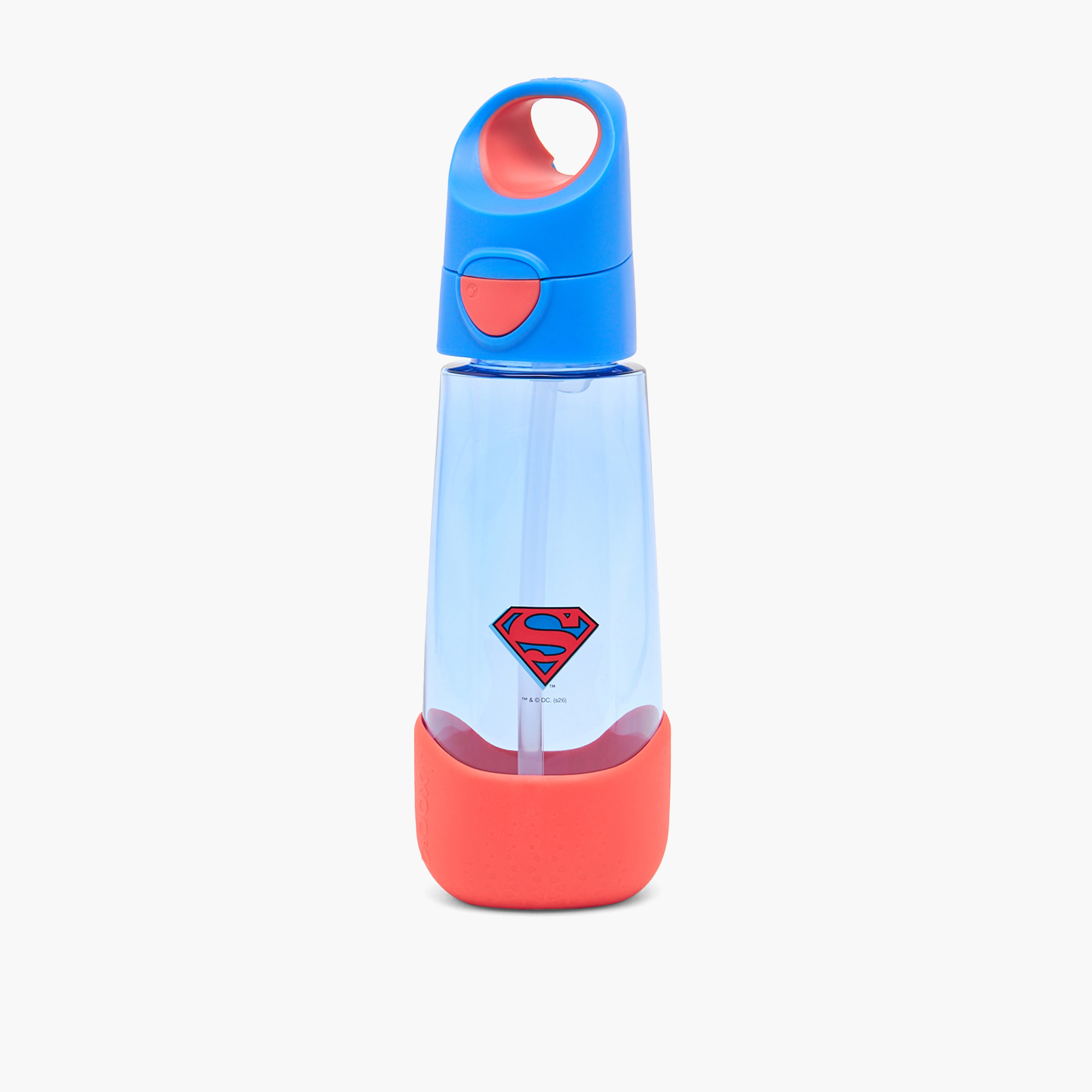 b.box Superman Print Tritan Water Bottle with Flip Spout and Handle - 600 ml-school-waterbottles-image-2
