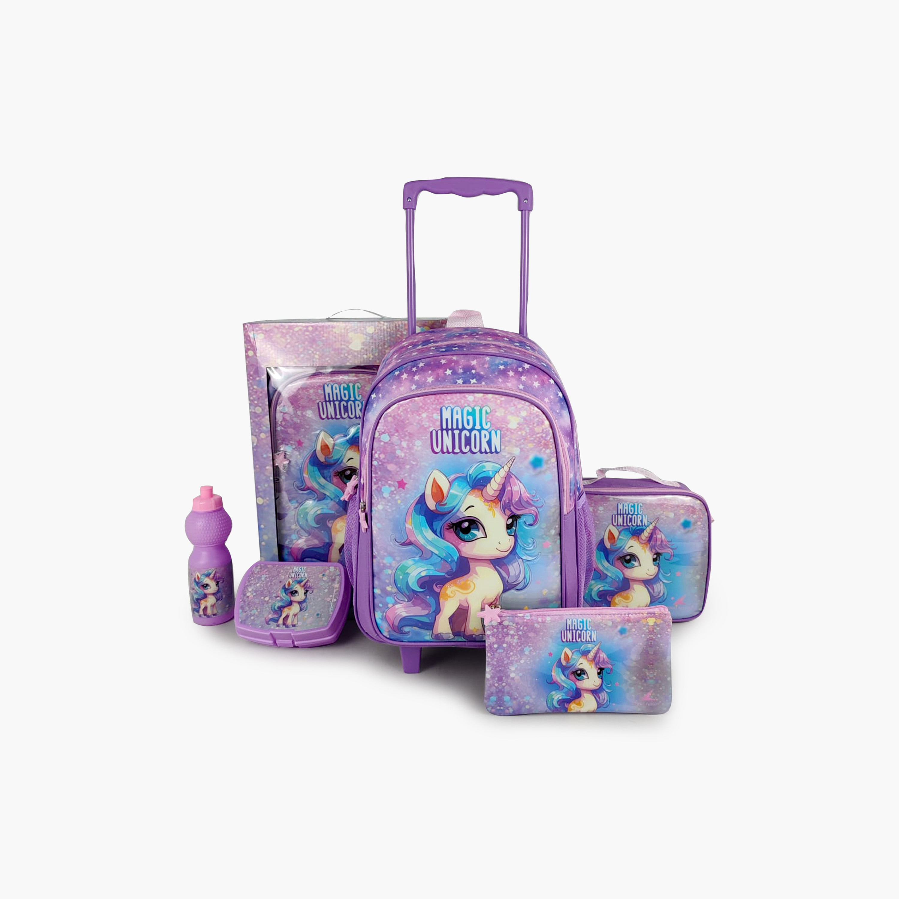 Royal Falcon Unicorn 5-Piece School Trolley Backpack Set for Girls 5-8 Years - 15 Inch-school-bagsandbackpacks-trolleybags-image-9