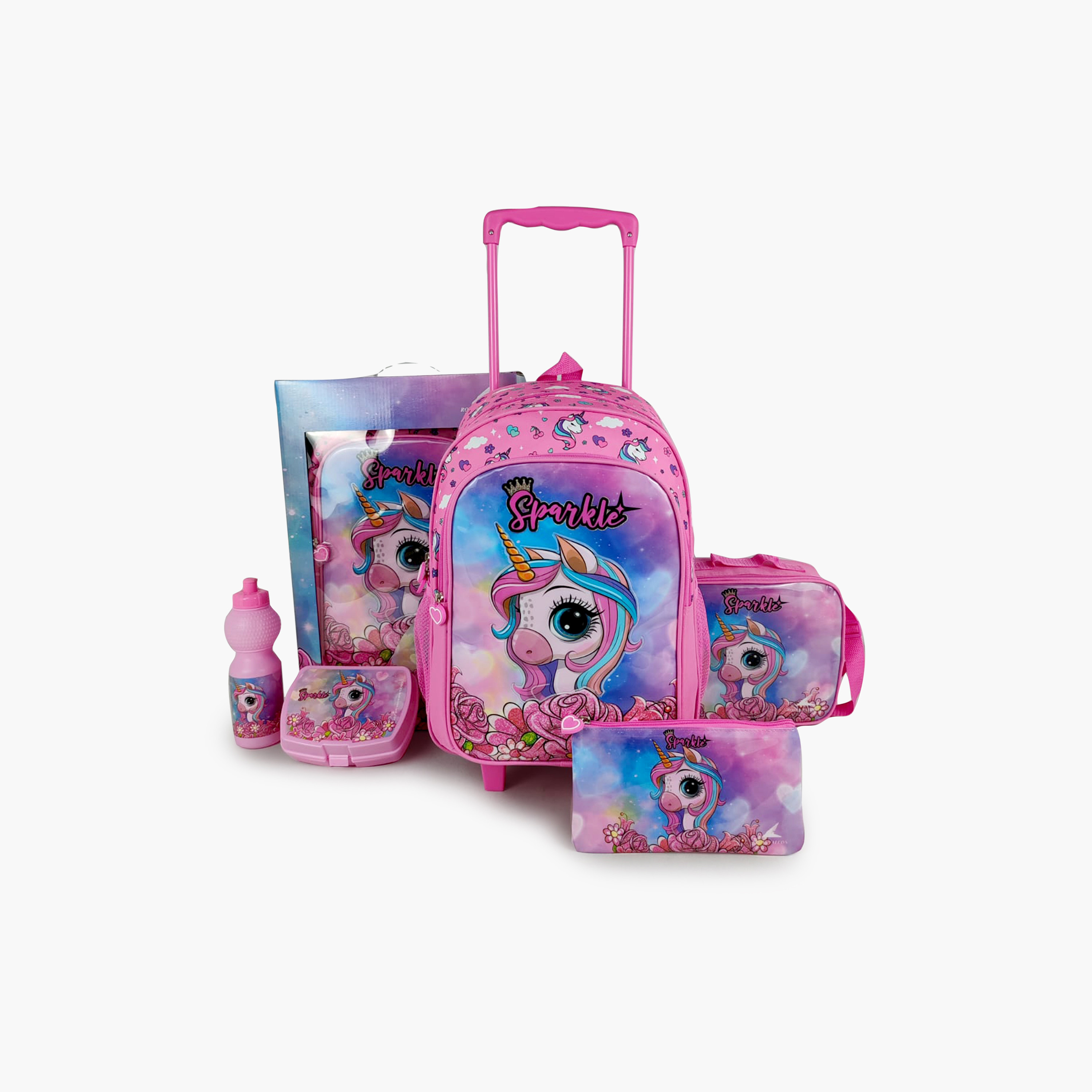 Royal Falcon Unicorn 5-Piece School Trolley Backpack Set for Girls 5-8 Years - 15 Inch-school-bagsandbackpacks-trolleybags-image-9
