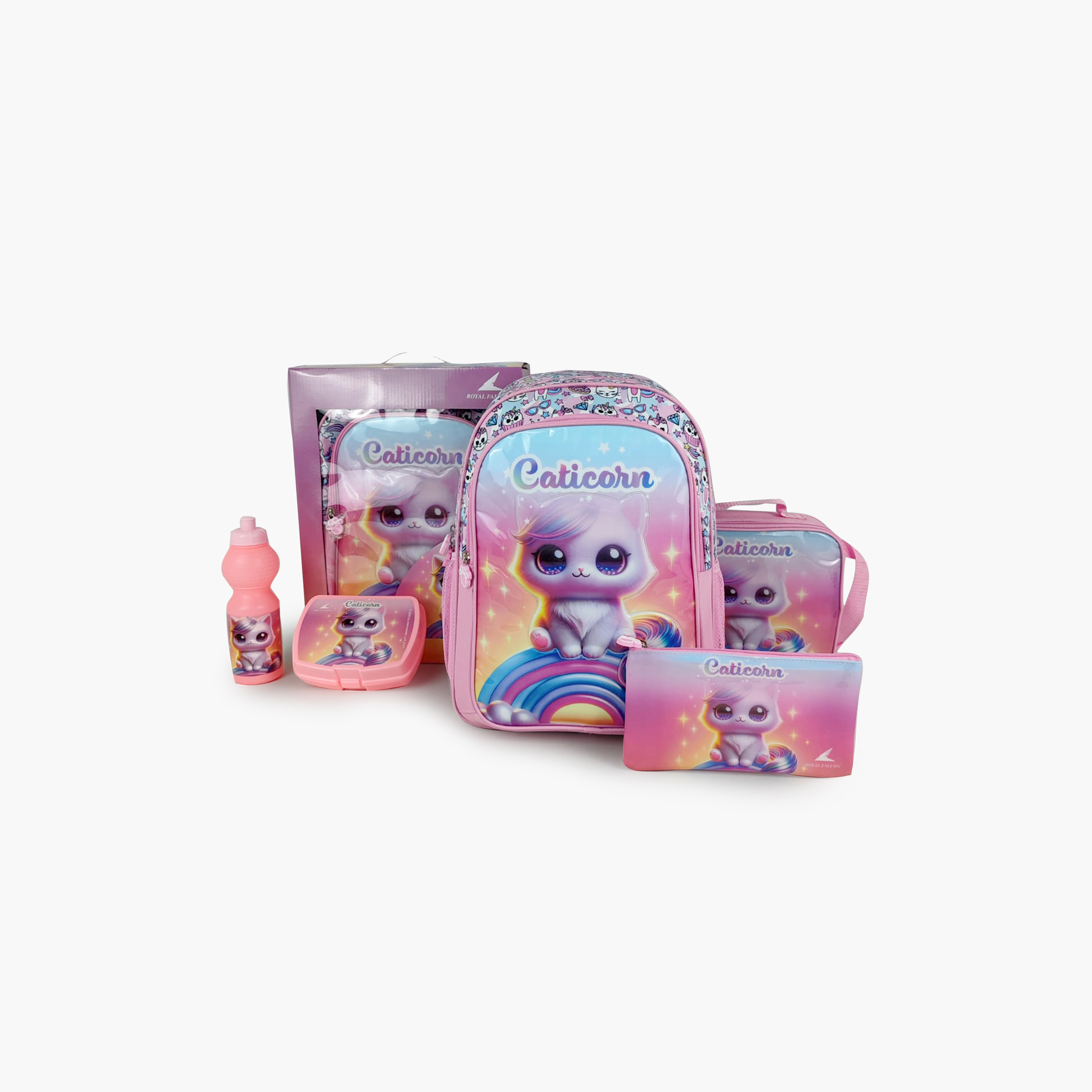 Royal Falcon Cat Caticorn 5-Piece School Backpack Set for Girls 5-8 Years with Lunch Bag - 15 Inch-school-bagsandbackpacks-backpacks-image-9