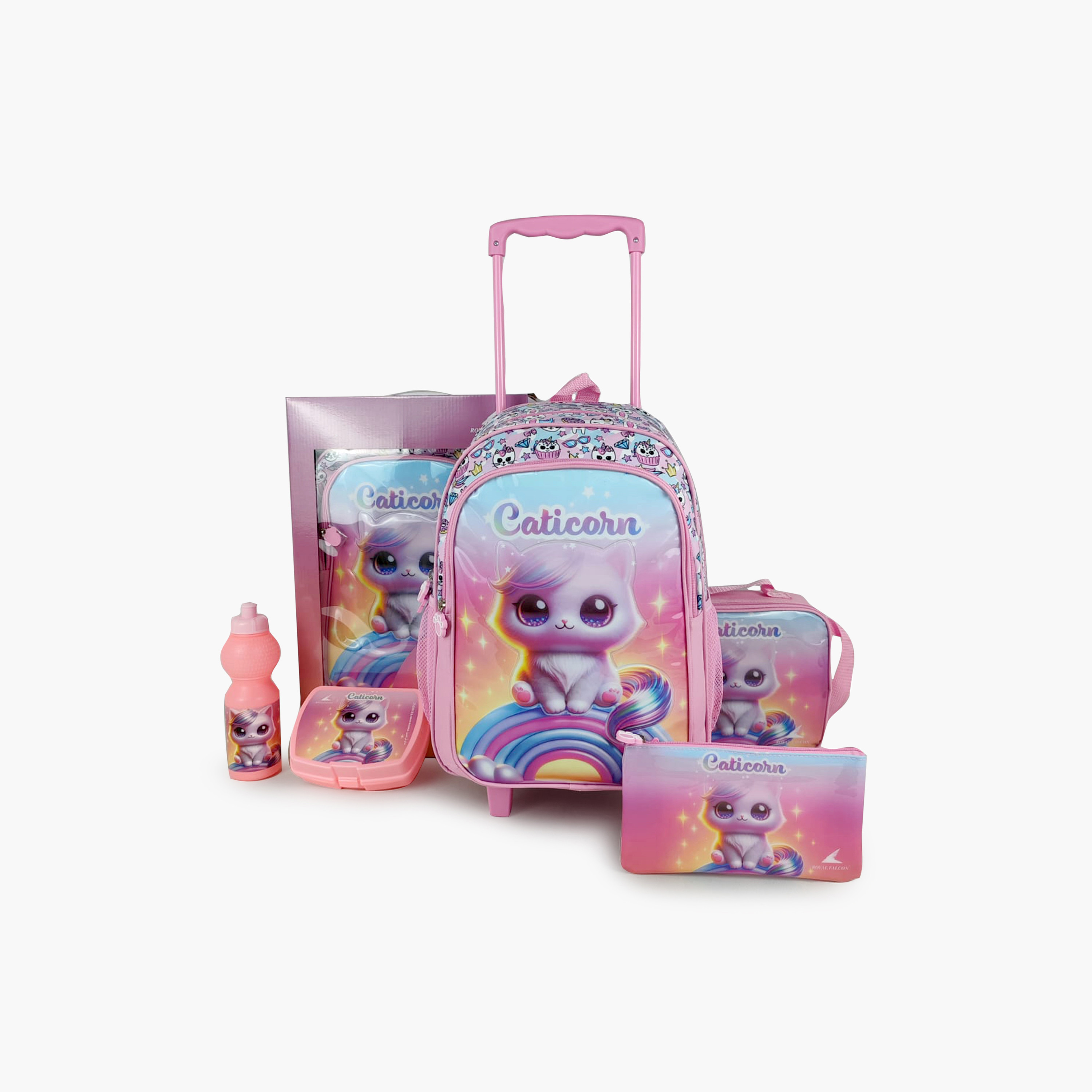 Royal Falcon Cat Caticorn 5-Piece School Trolley Backpack Set for Girls 5-8 Years - 15 Inch-school-bagsandbackpacks-trolleybags-image-9