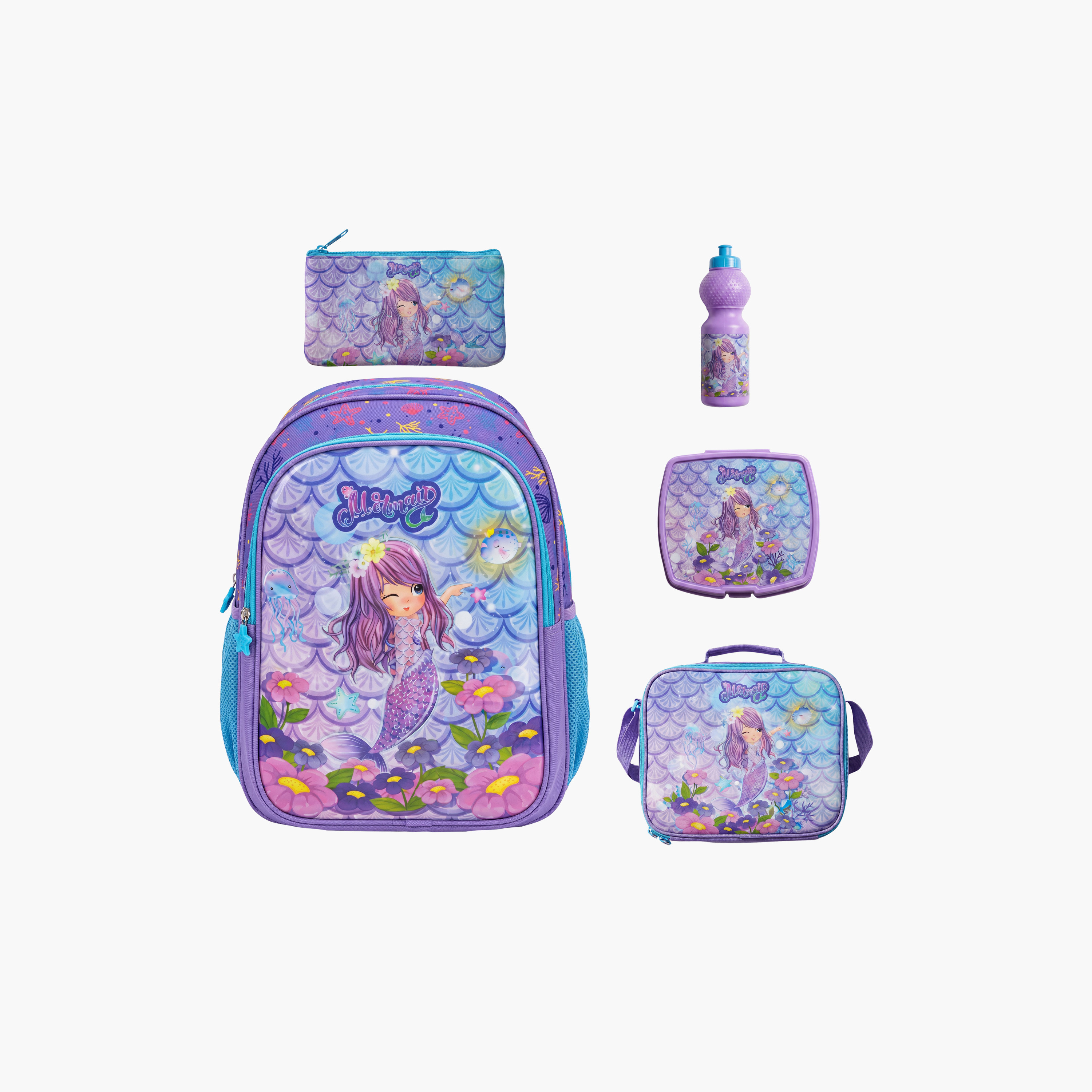 Royal Falcon Mermaid 5-Piece School Backpack Set for Girls 5-8 Years with Lunch Bag - 15 Inch-school-bagsandbackpacks-backpacks-image-1