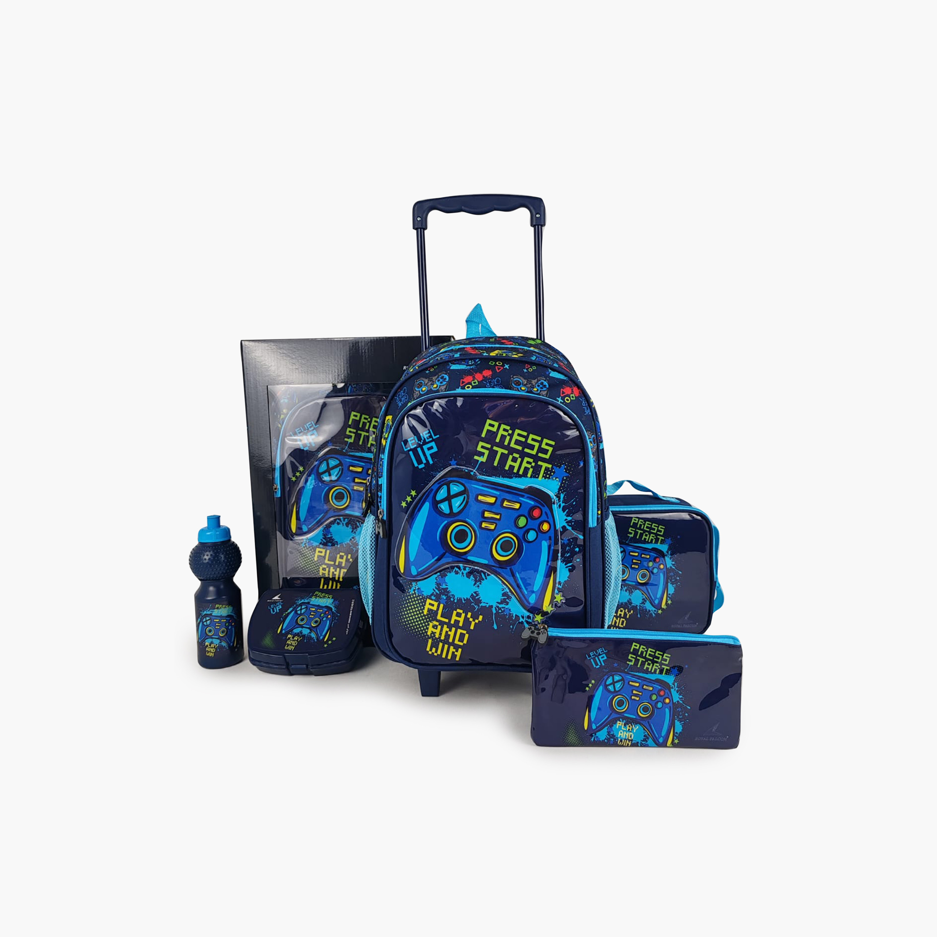 Royal Falcon Gaming Controller 5-Piece School Trolley Backpack Set for Boys 5-8 Years - 15 Inch-school-bagsandbackpacks-trolleybags-image-9