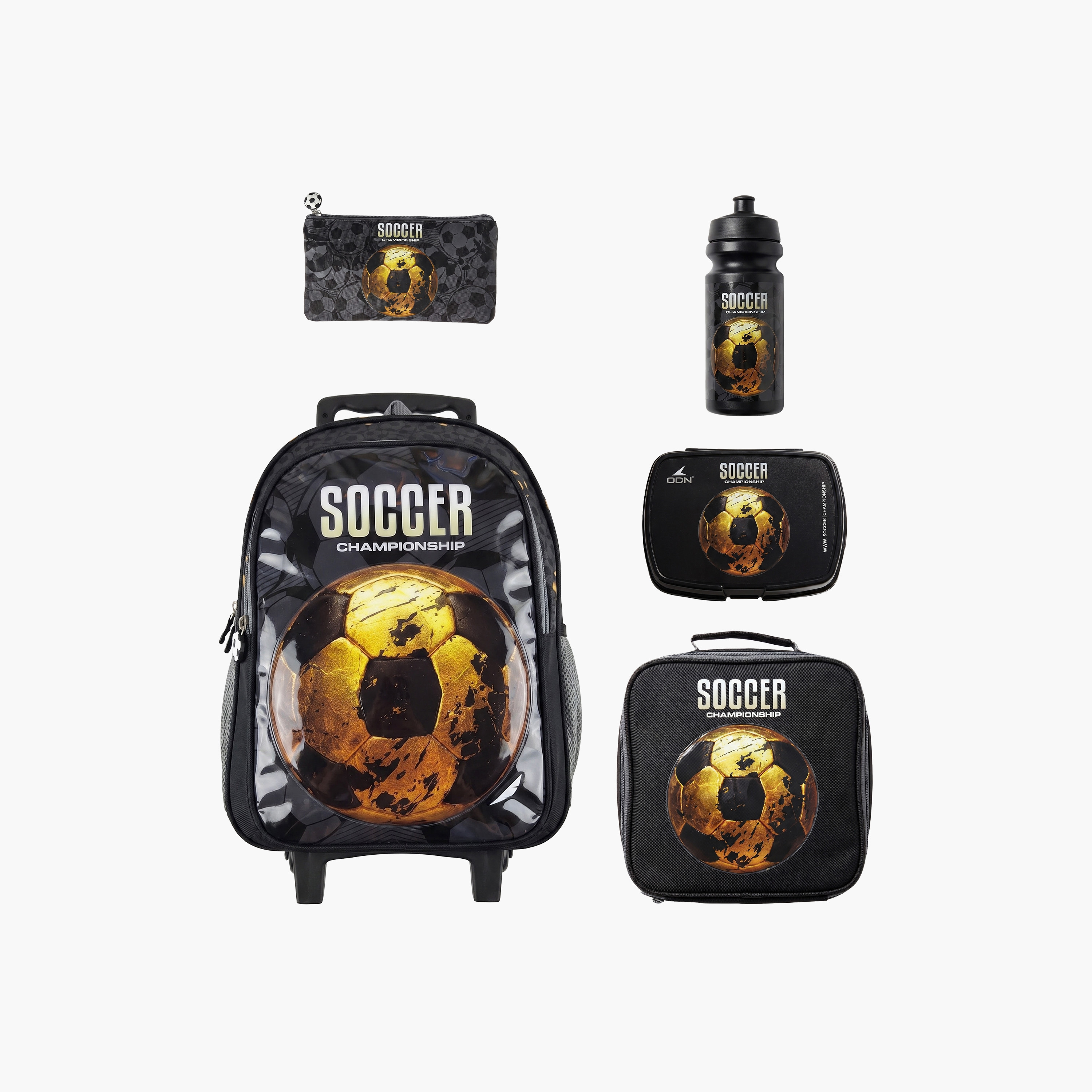 Royal Falcon Football Soccer 5-Piece School Trolley Backpack Set for Boys 5-8 Years - 15 Inch-school-bagsandbackpacks-trolleybags-image-1