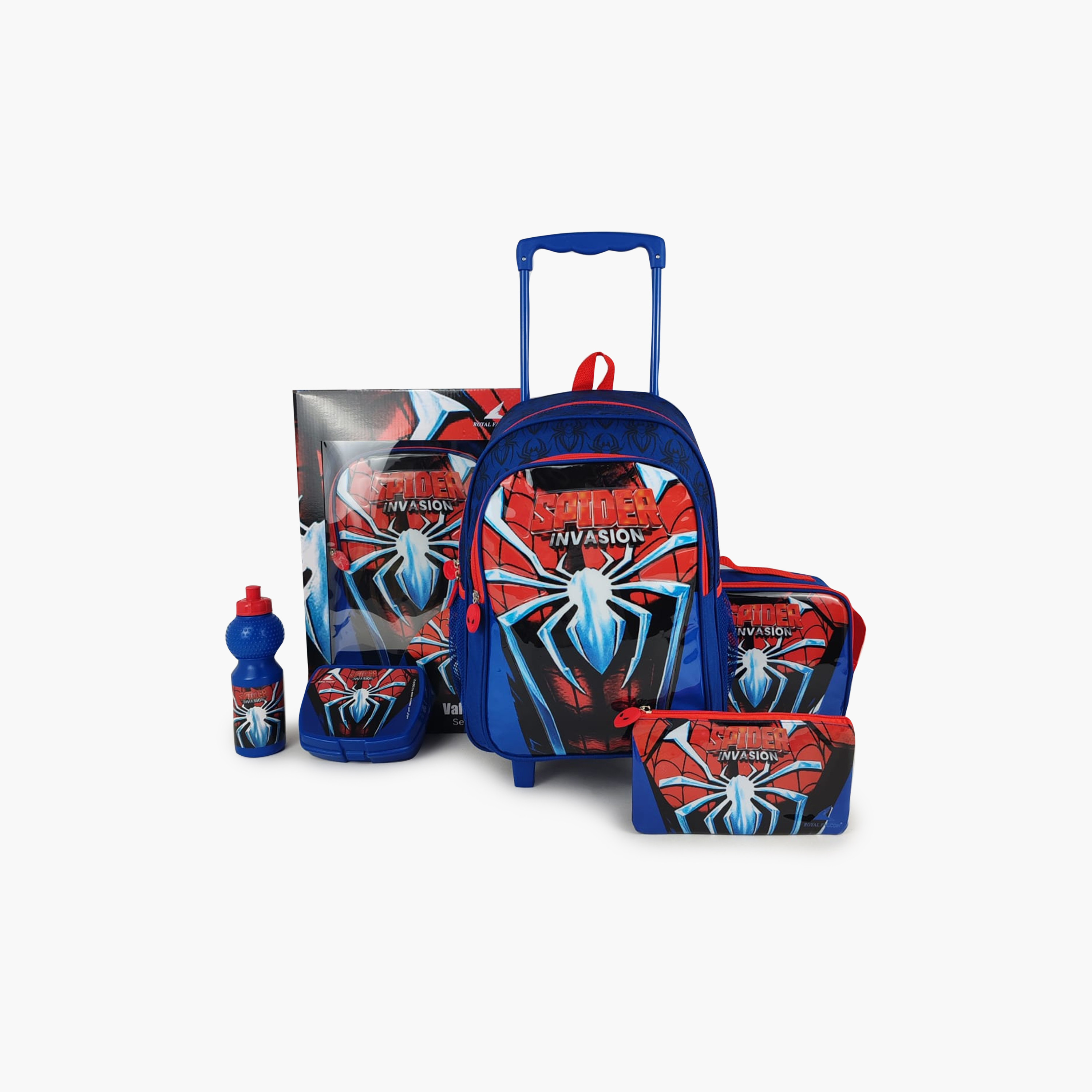 Royal Falcon Spiderman 5-Piece School Trolley Backpack Set for Boys 5-8 Years - 15 Inch-school-bagsandbackpacks-trolleybags-image-9