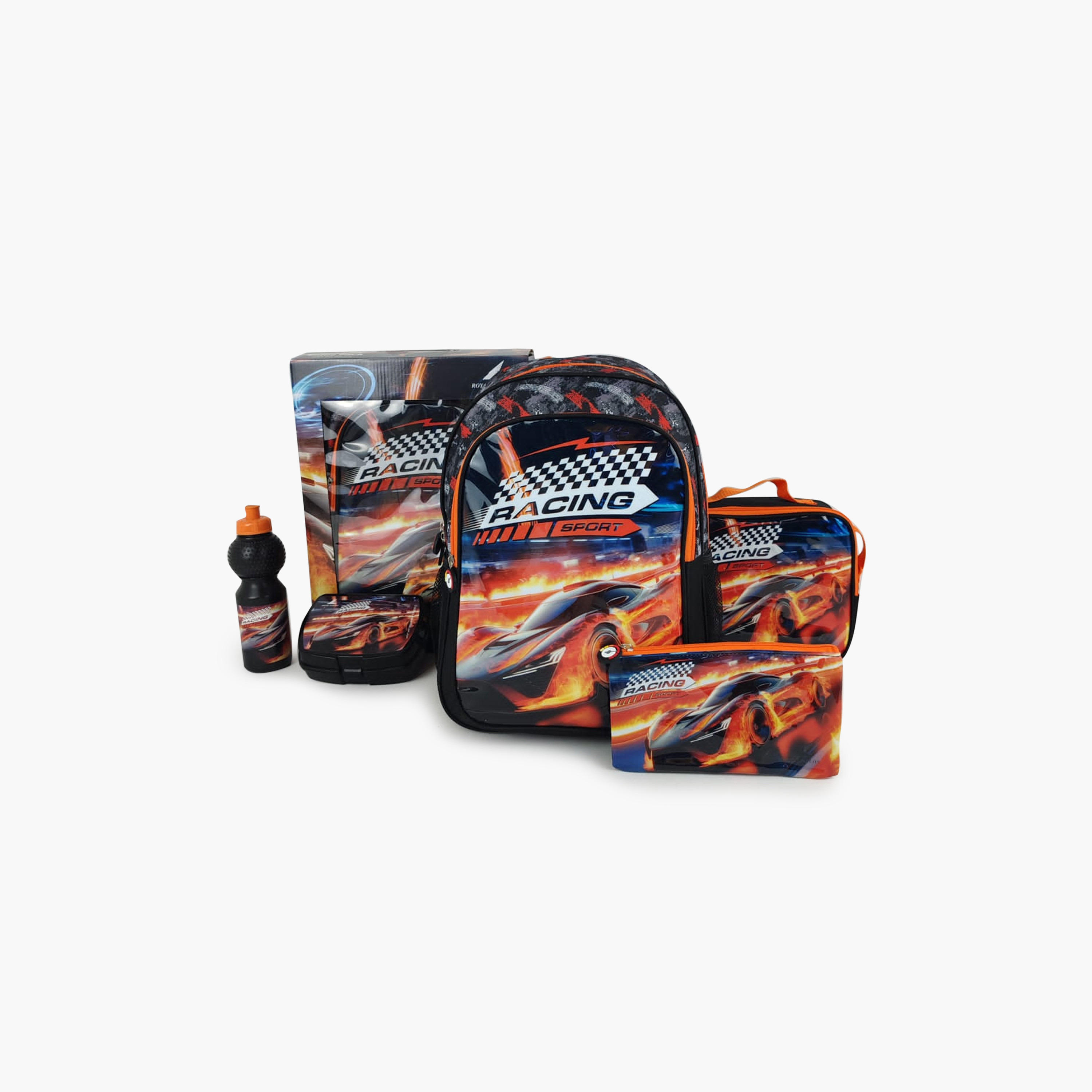 Royal Falcon Car Racing 5-Piece School Backpack Set for Boys 5-8 Years with Lunch Bag - 15 Inch-school-bagsandbackpacks-backpacks-image-9