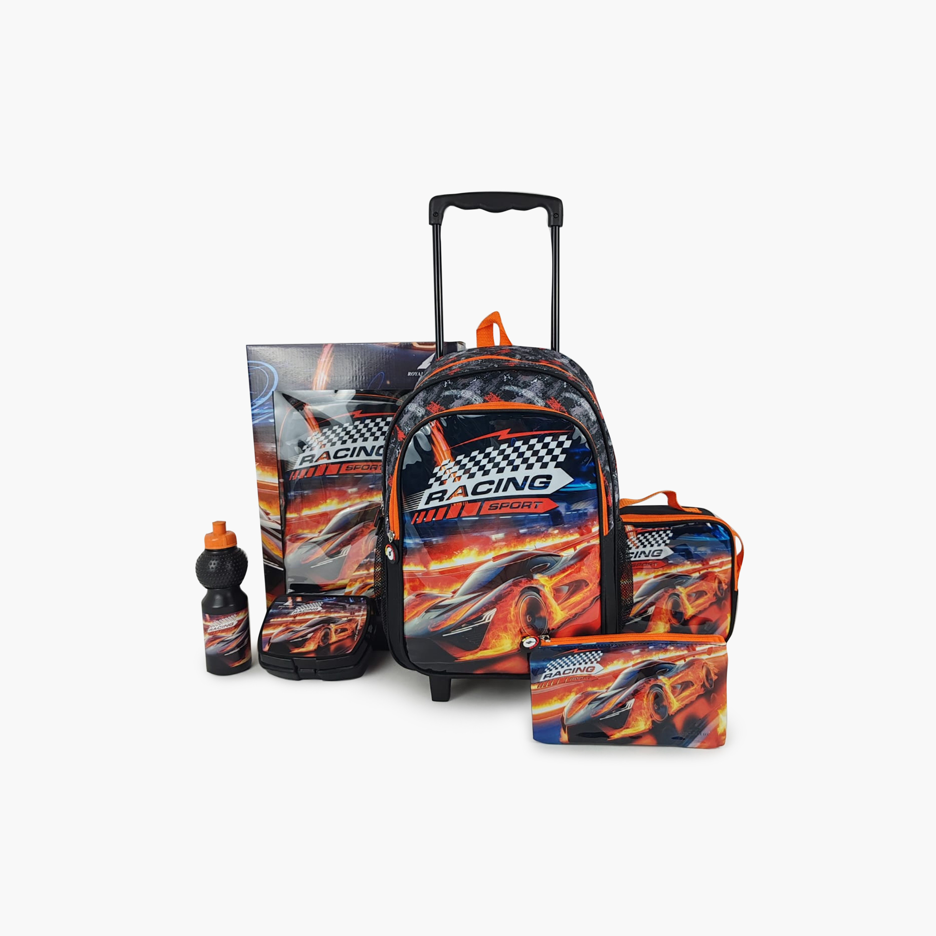 Royal Falcon Car Racing 5-Piece School Trolley Backpack Set for Boys 5-8 Years - 15 Inch-school-bagsandbackpacks-trolleybags-image-9