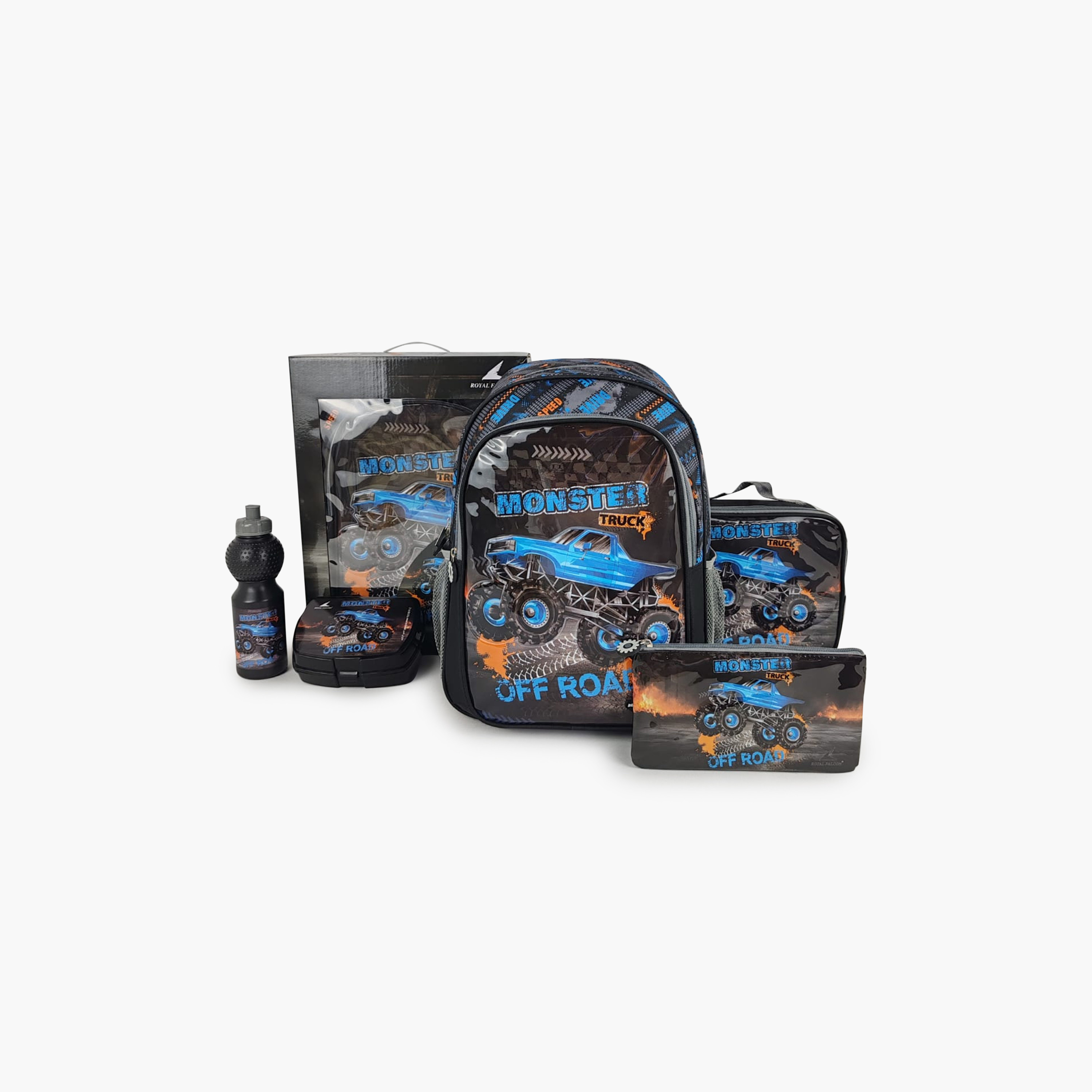 Royal Falcon Monster Truck 5-Piece School Backpack Set for Boys 5-8 Years with Lunch Bag - 15 Inch-school-bagsandbackpacks-backpacks-image-9